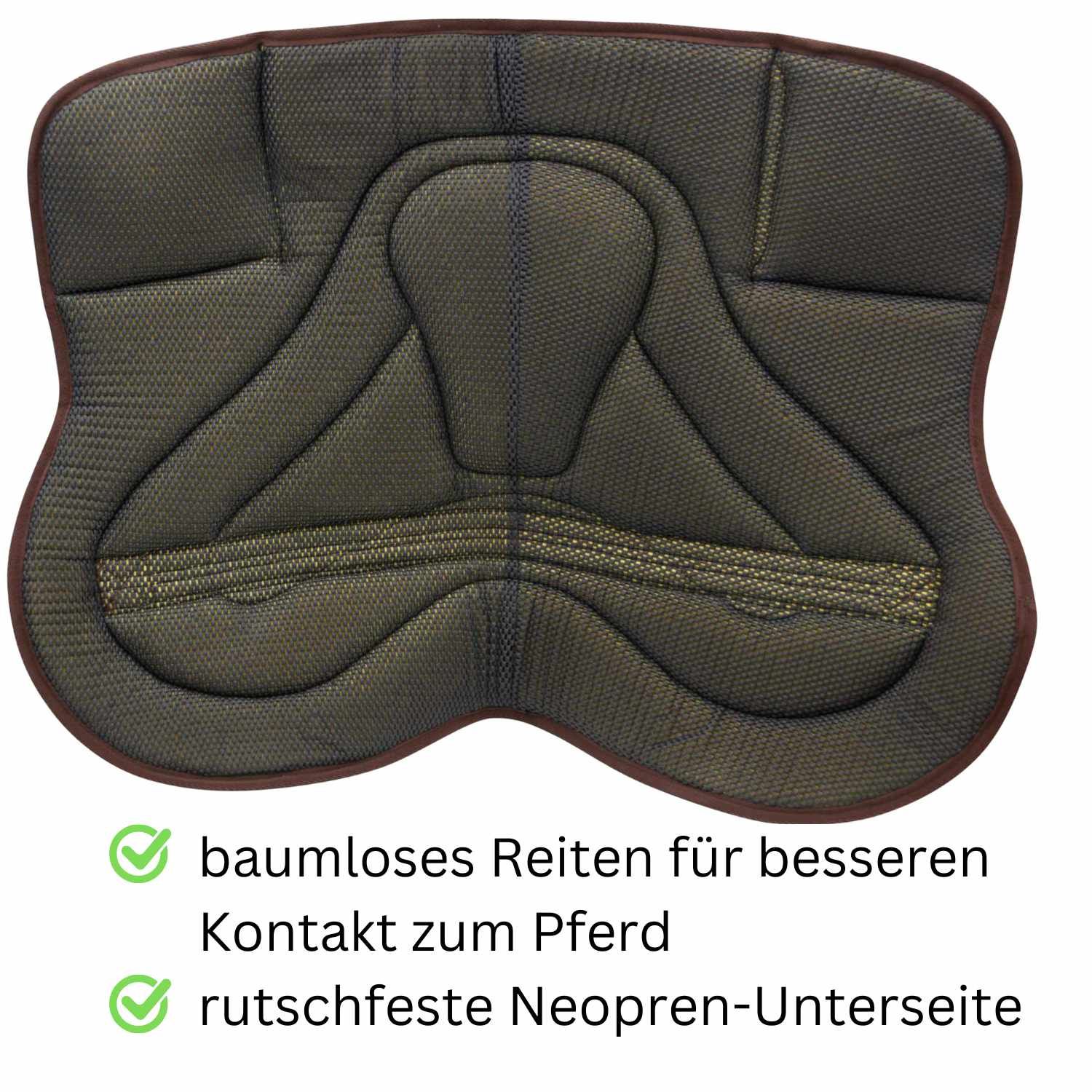 Reitpad mit rutschfester Neopren-Unterseite. Baumlose Reitweise.