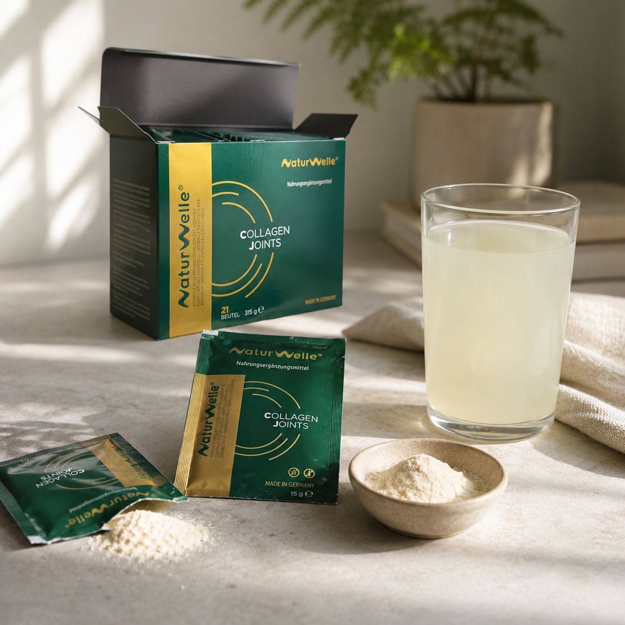 NaturWelle Collagen Joints: Warum? Mit FORTIGEL® Kollagenpeptiden für Gelenke und aktiven Alltag.