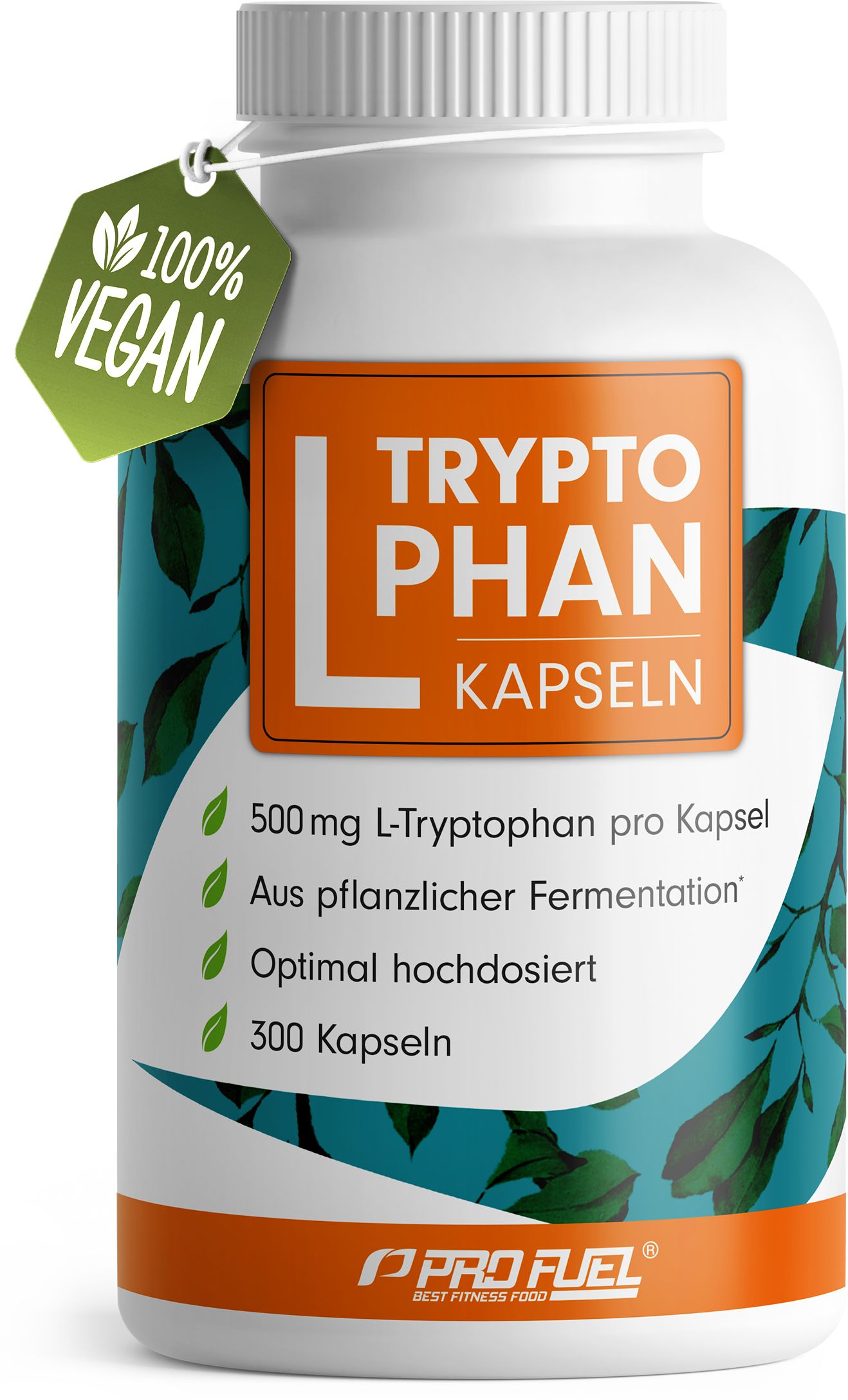 ProFuel L-Tryptophan Kapseln: 300 Kapseln, 500mg L-Tryptophan pro Kapsel, 100% Vegan, pflanzliche Fermentation.