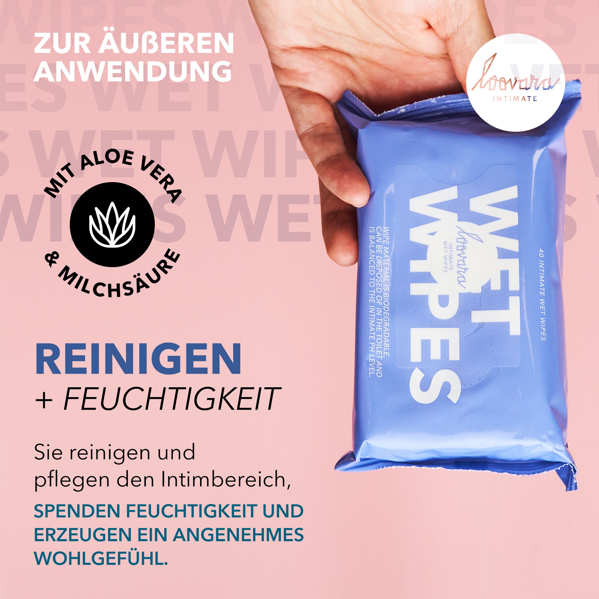 Loovara Intimpflege Tücher - WET WIPES - für Frauen 1er Pack, Intim-Feuchttücher