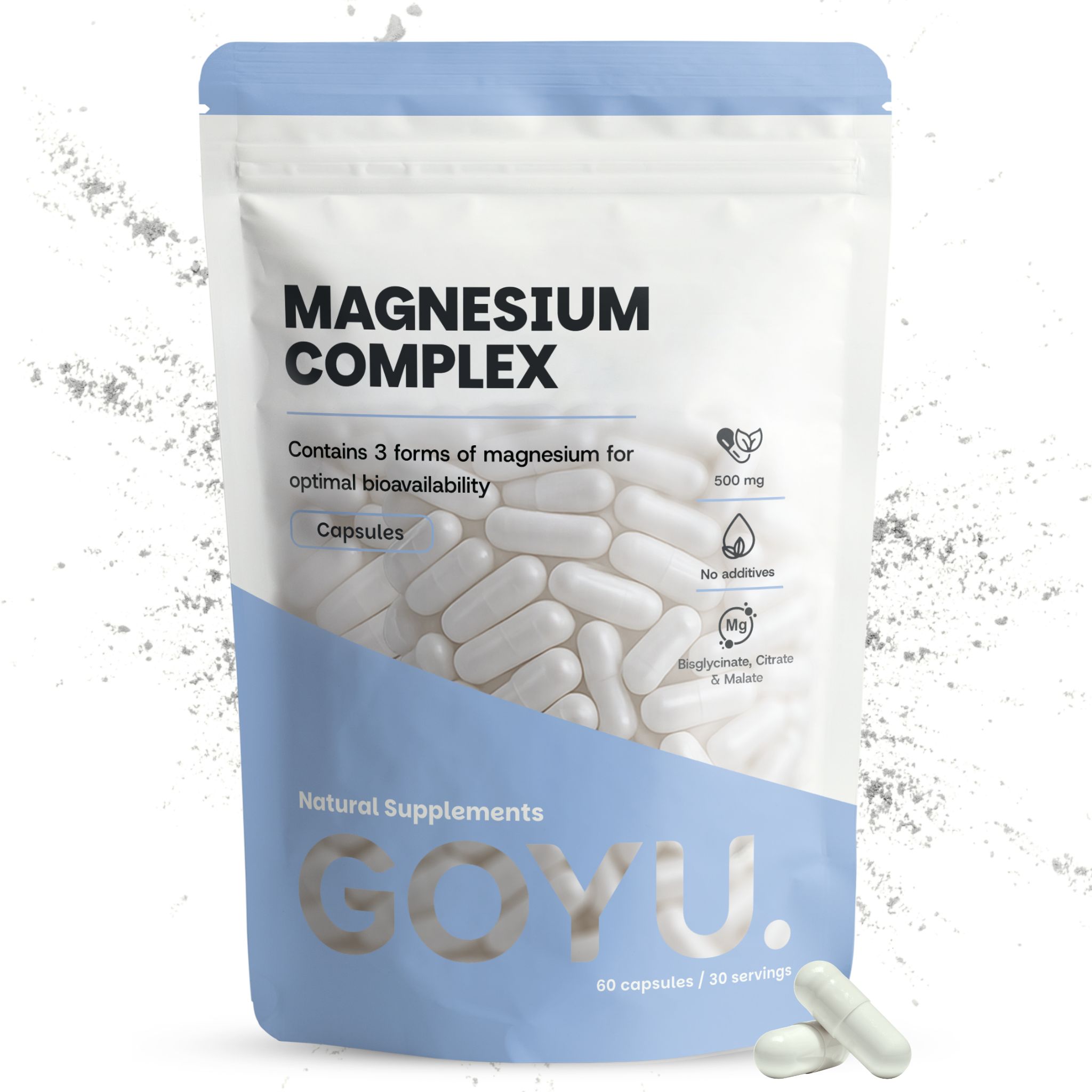 Verpackung mit Magnesium Complex Kapseln, 500 mg, 60 Kapseln.