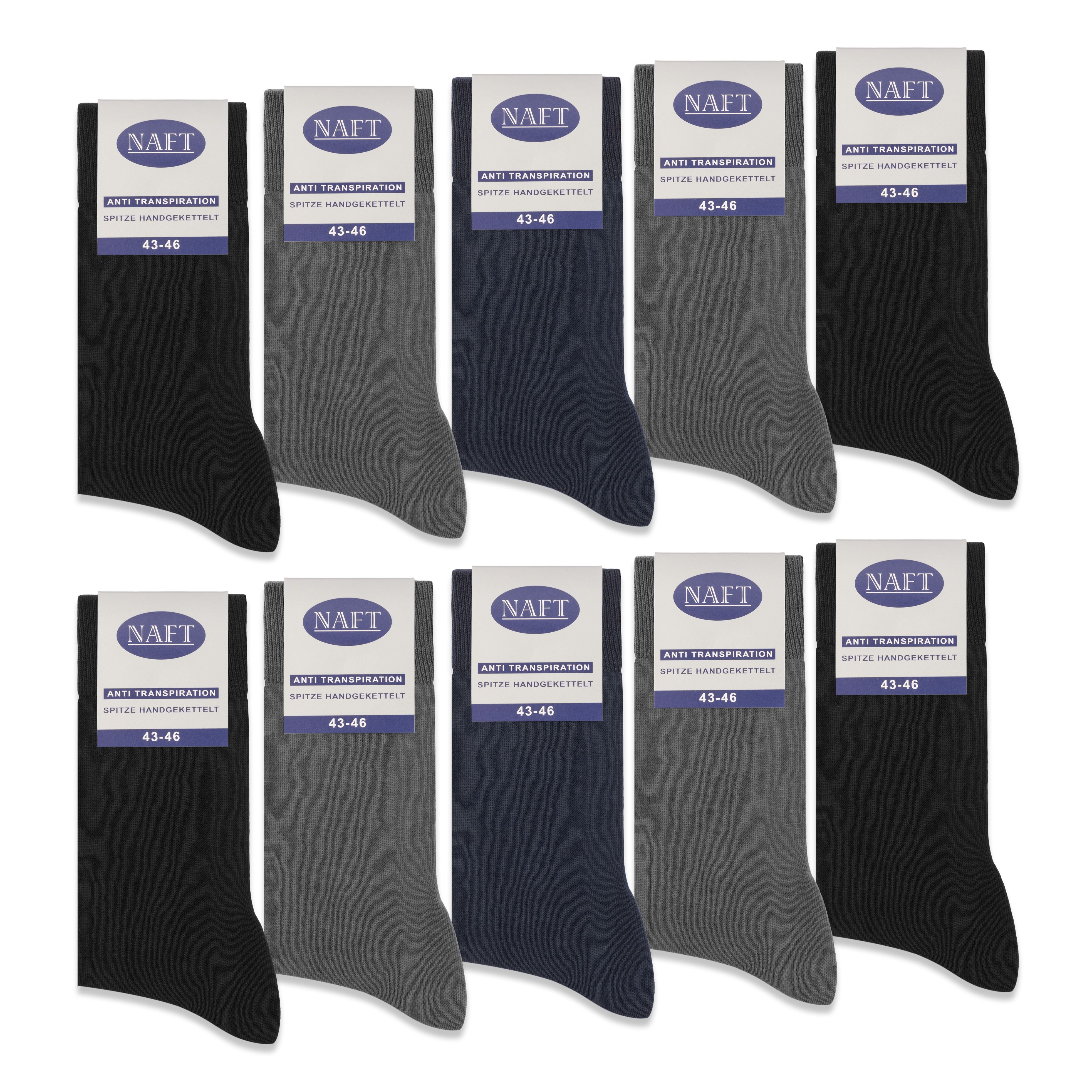 Zehn Paar Diabetiker Socken, verschiedene Farben, mit Etikett. Marke NAFT, Größe 43-46. Anti-Transpiration.