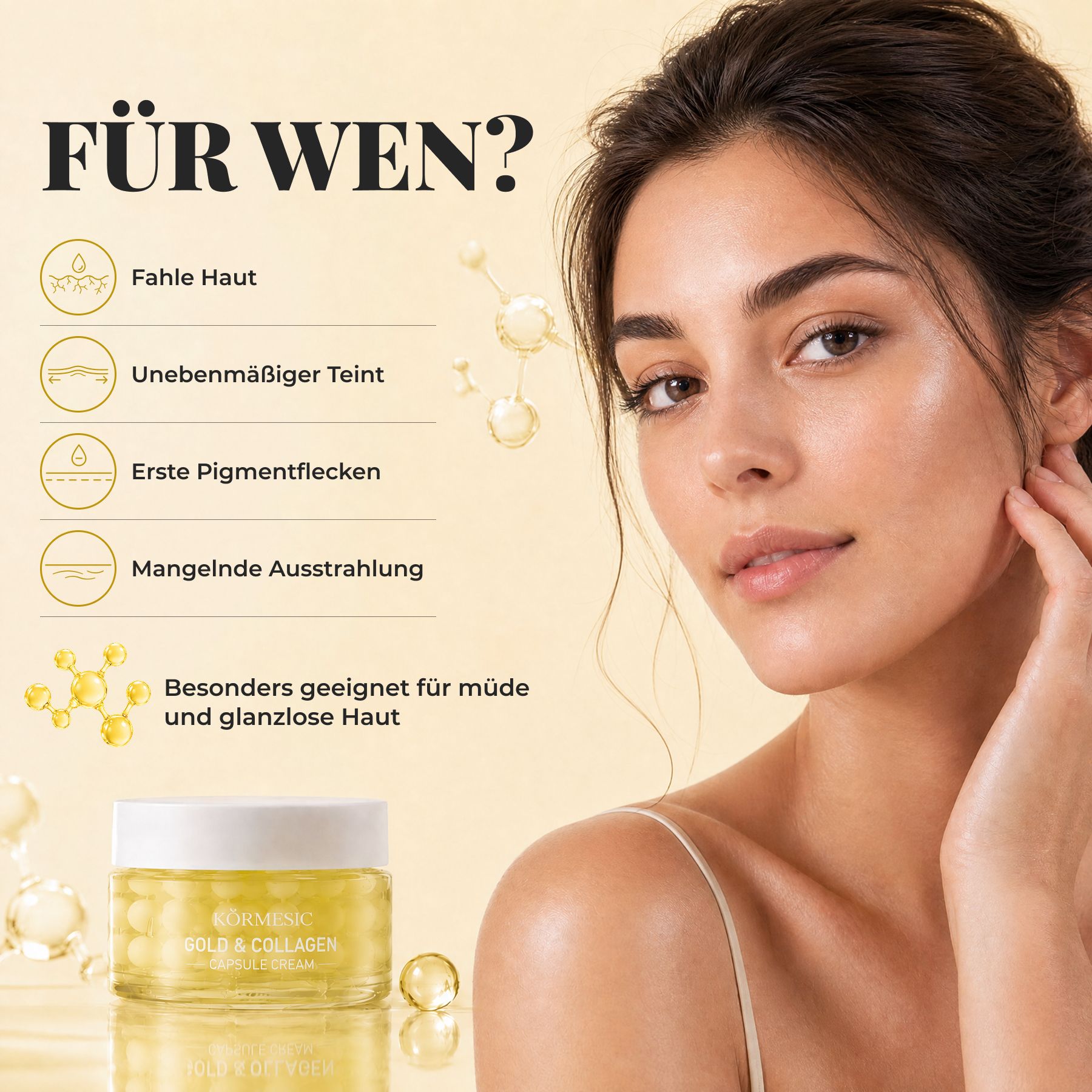 KORMESIC Gesichtscreme Kollagen Gold Kapselcreme Glow Strahlende Haut