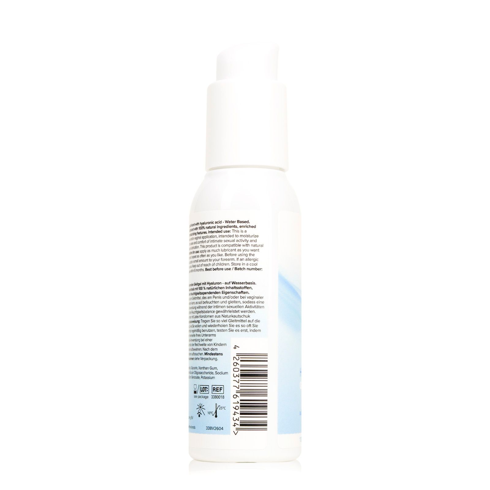 Rückseite der Flasche mit detaillierten Anwendungshinweisen und Inhaltsstoffen.