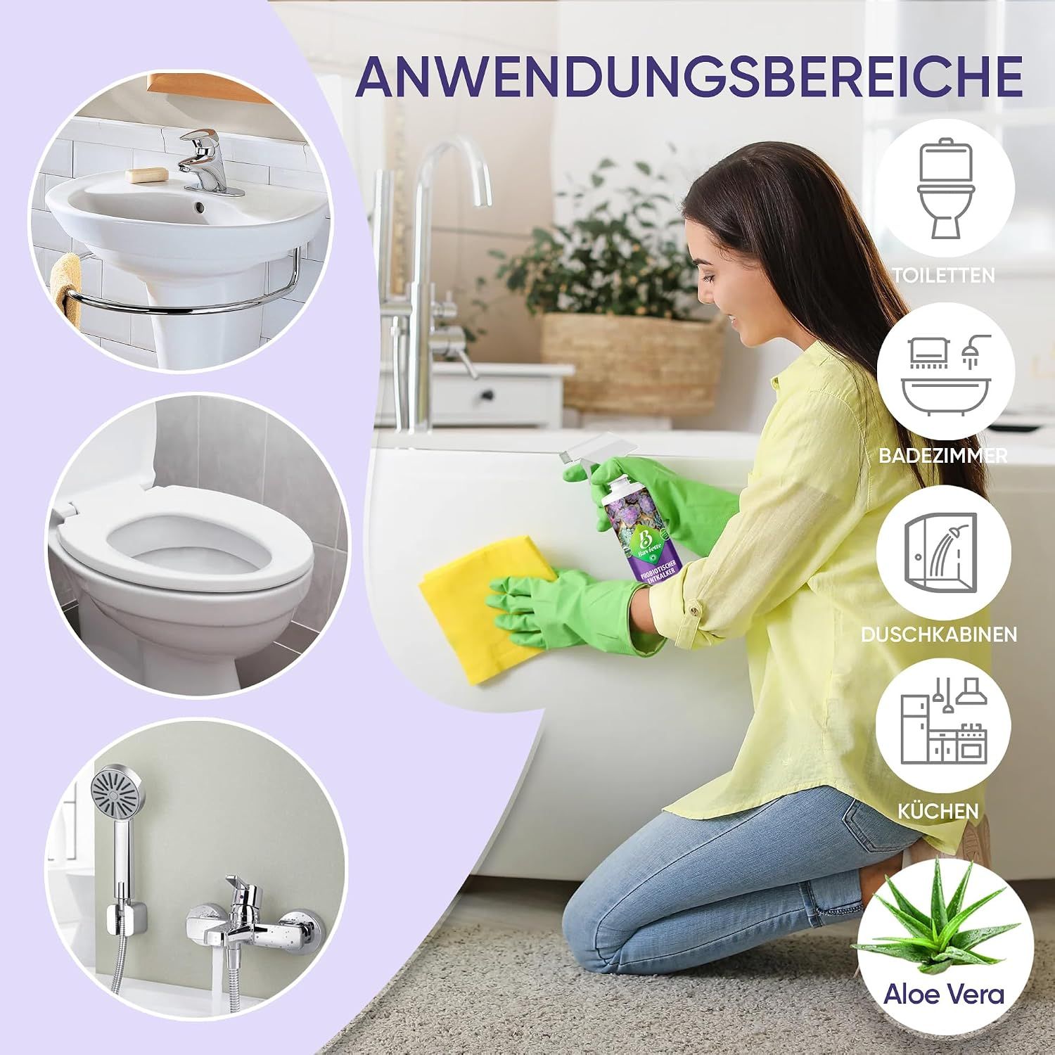 Baviette Probiotischer Bad-Kalkentferner Spray inkl. Bimsstein