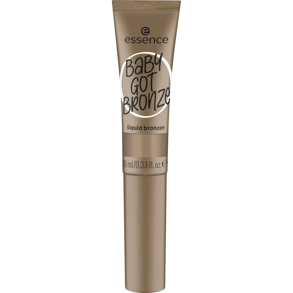 Bronzer-Tube mit Schriftzug "Baby Got Bronze". Marke: Essence. Flüssiger Bronzer. Braune Tube.