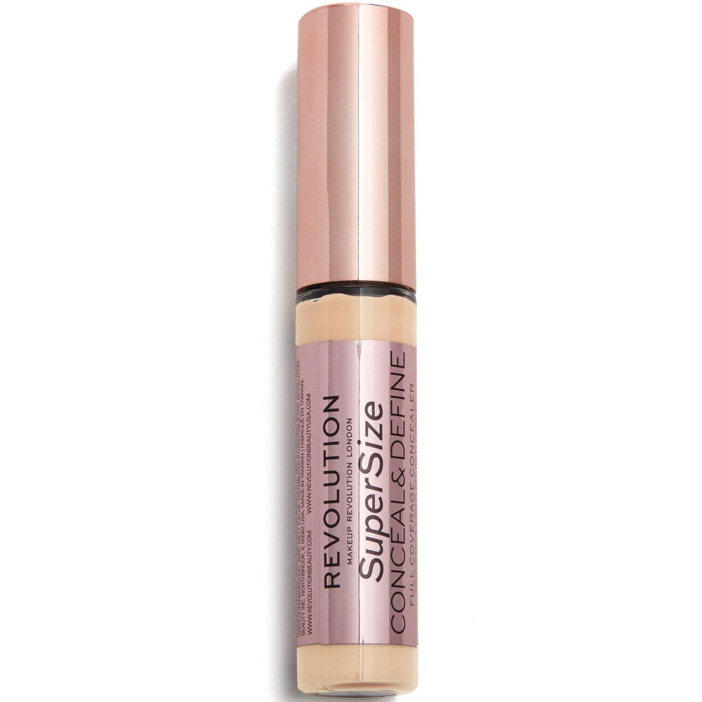 Concealer-Fläschchen mit roségoldfarbenem Deckel. Aufschrift: Super Size Conceal & Define.