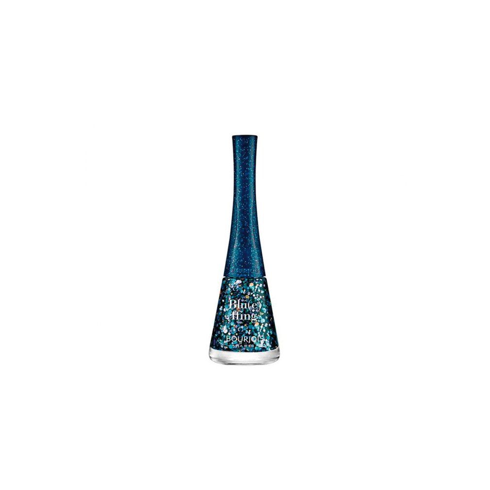 Bourjois Nagellackflasche, blau mit Glitzer.