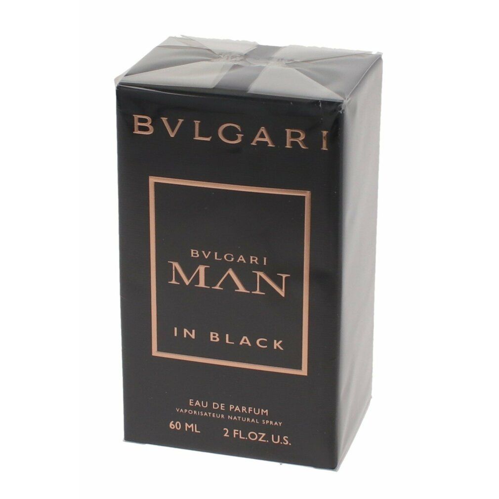 Schwarzer Karton mit Bvlgari Man In Black. Aufschrift in Gold. 60 ml. In Folie verpackt.