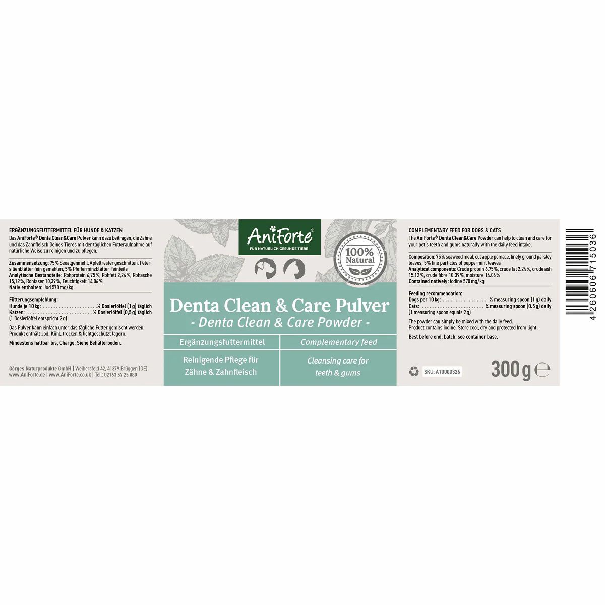 Denta Clean & Care Zahnstein-EX Pulver - 80 g - AniForte®