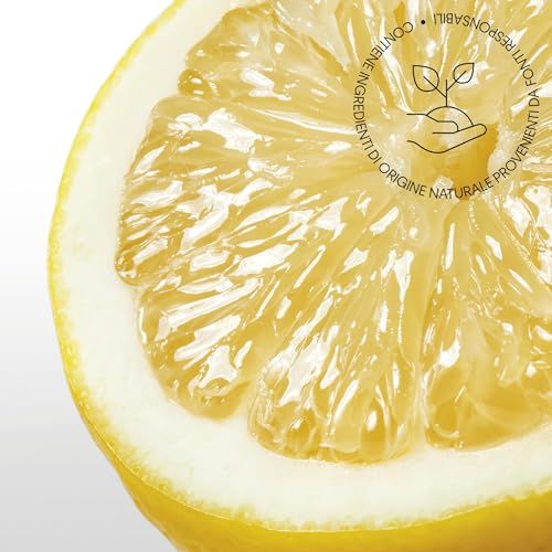 Hälfte einer Zitrone mit einem Logo. Logo zeigt eine Hand, die zwei Blätter hält.