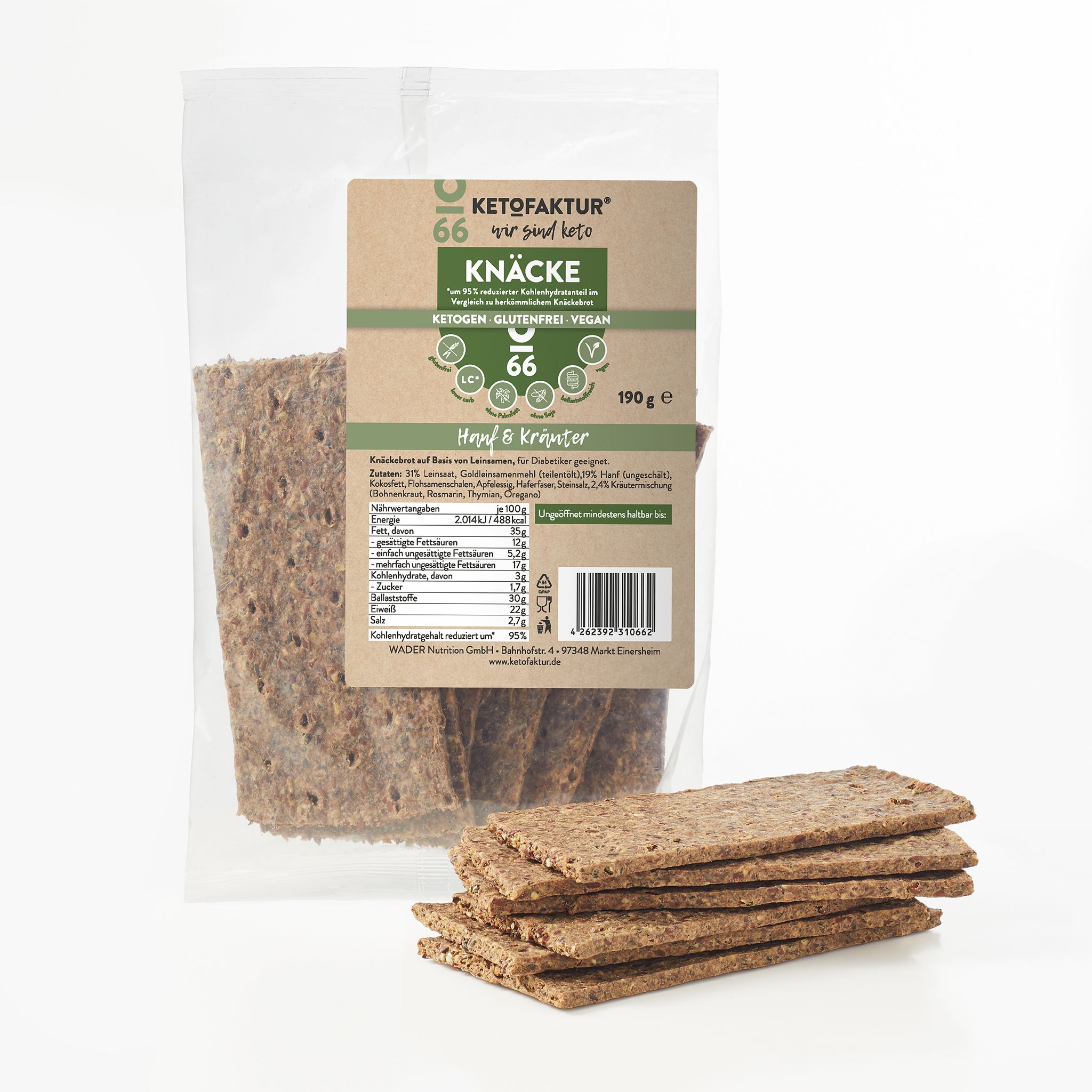 KETOFAKTUR® Knäckebrot Hanf & Kräuter