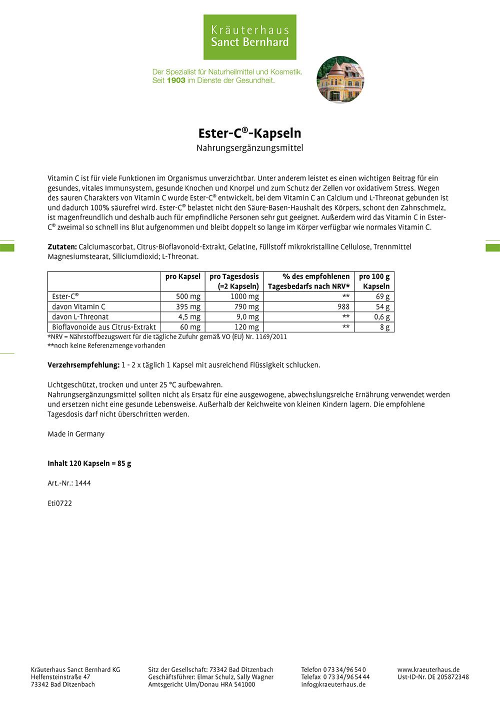 Sanct Bernhard Ester-C®-Kapseln