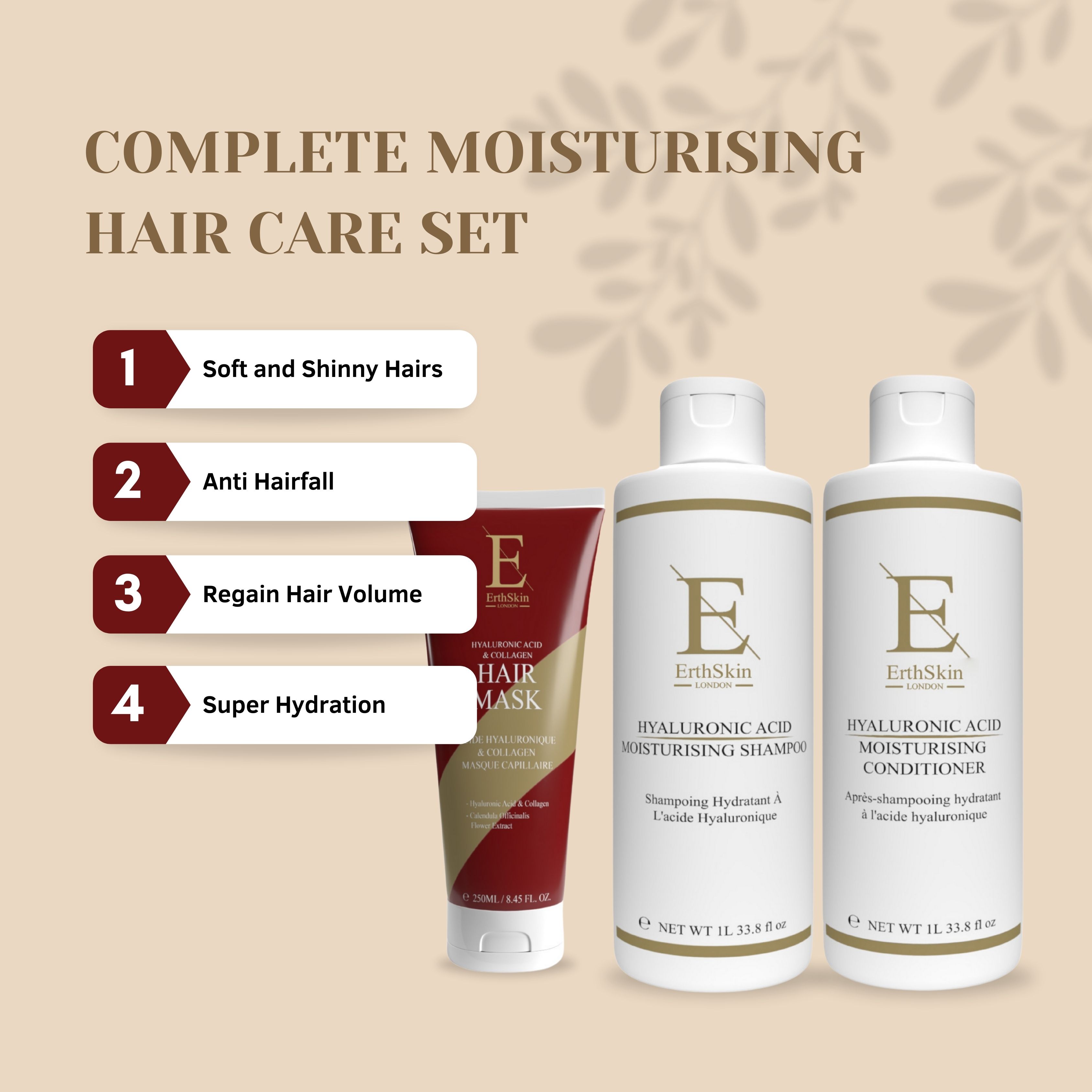 ErthSkin London Zweiphasen-Make-up-Entferner + Tagescreme mit Hyaluronsäure und Kollagen