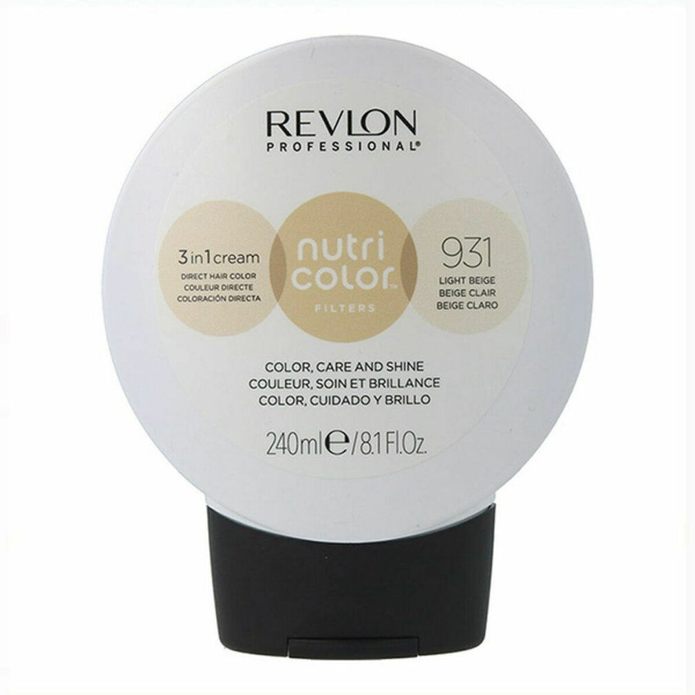 Runde Tube mit schwarzem Deckel. Aufschrift: Revlon Professional, Nutri Color Filters 931. 240ml.