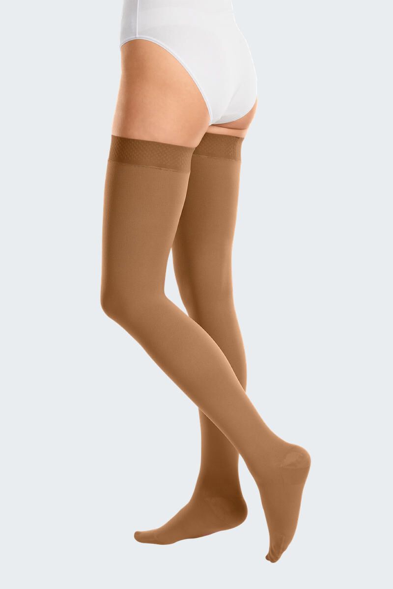 mediven® cotton CCL1 AG Schenkelstrümpfe kurz (62-71 cm) mit Noppenhaftband