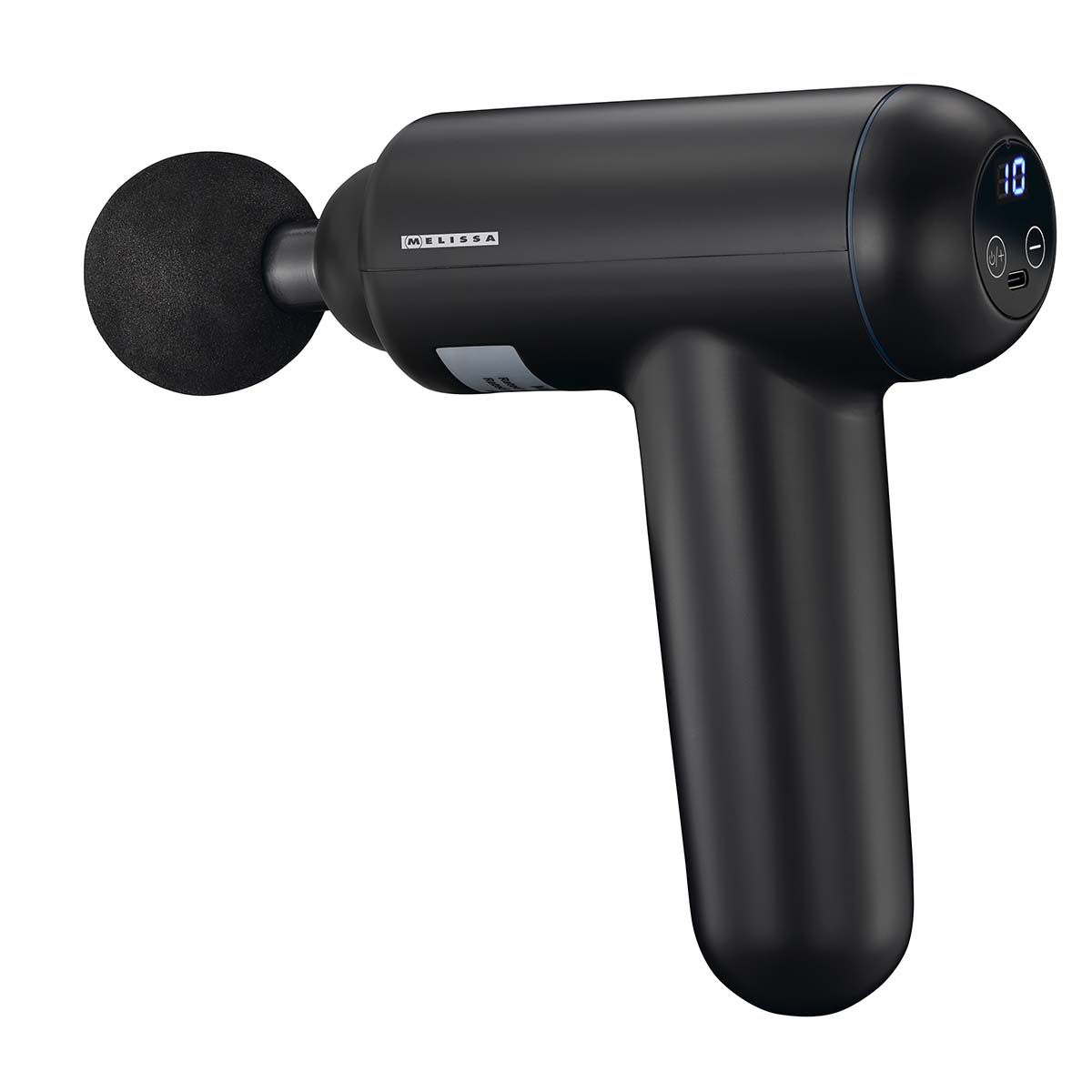 MELISSA Wiederaufladbare Massagepistole mit LED 4 Köpfe Schwarz
