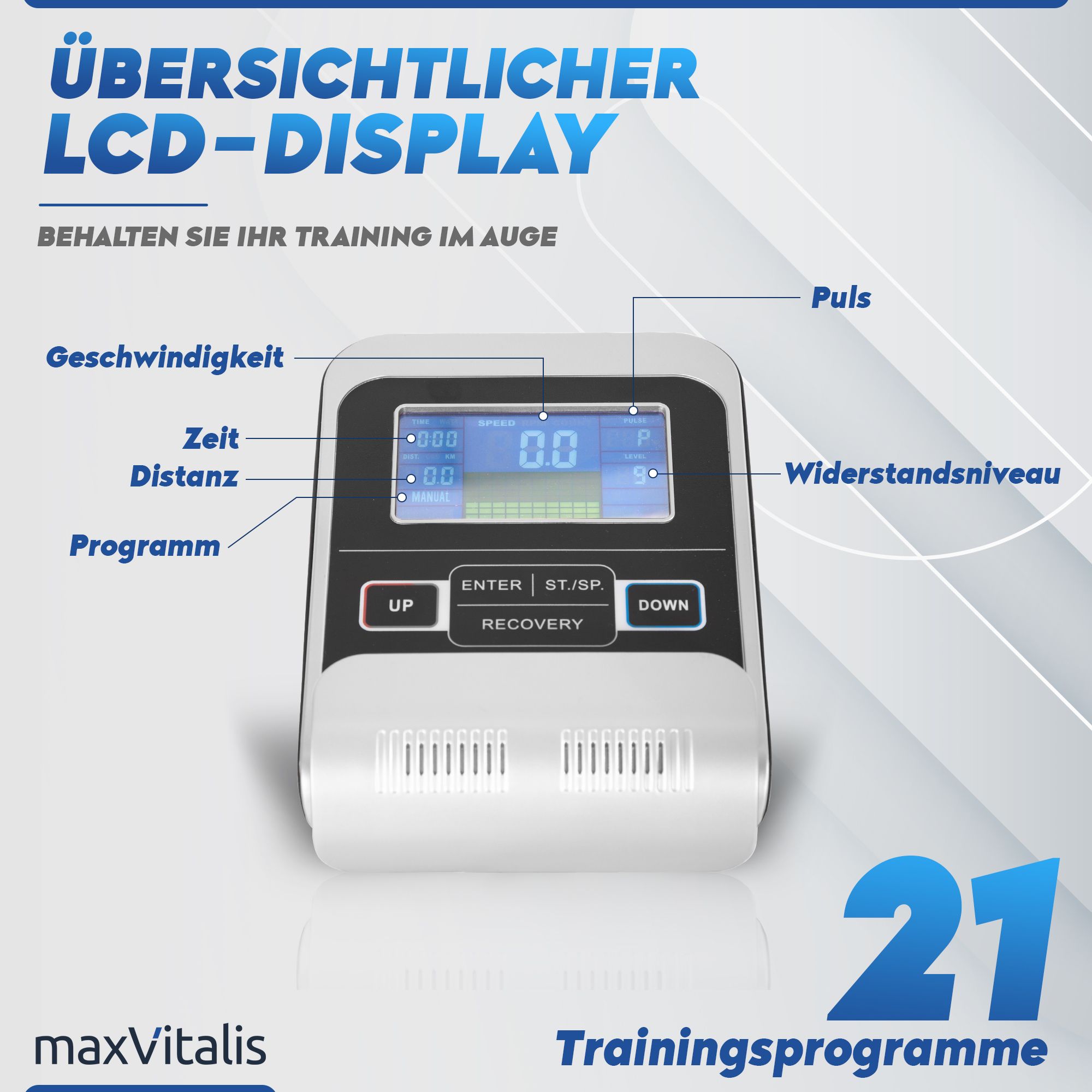 aktivshop Ergometer aktiv Pro 8.0: Fahrrad Heimtrainer, 24 Widerstandsstufen, Watt Leistungsanzeige