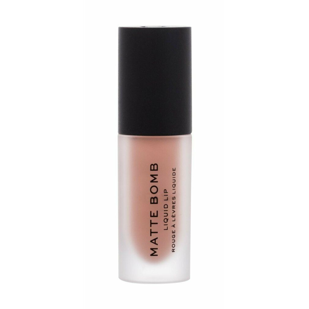 Flüssiger Lippenstift. Matte Bomb, Liquid Lip, Rouge à Lèvres Liquide. Farbton Charm. Flasche mit schwarzem Deckel.