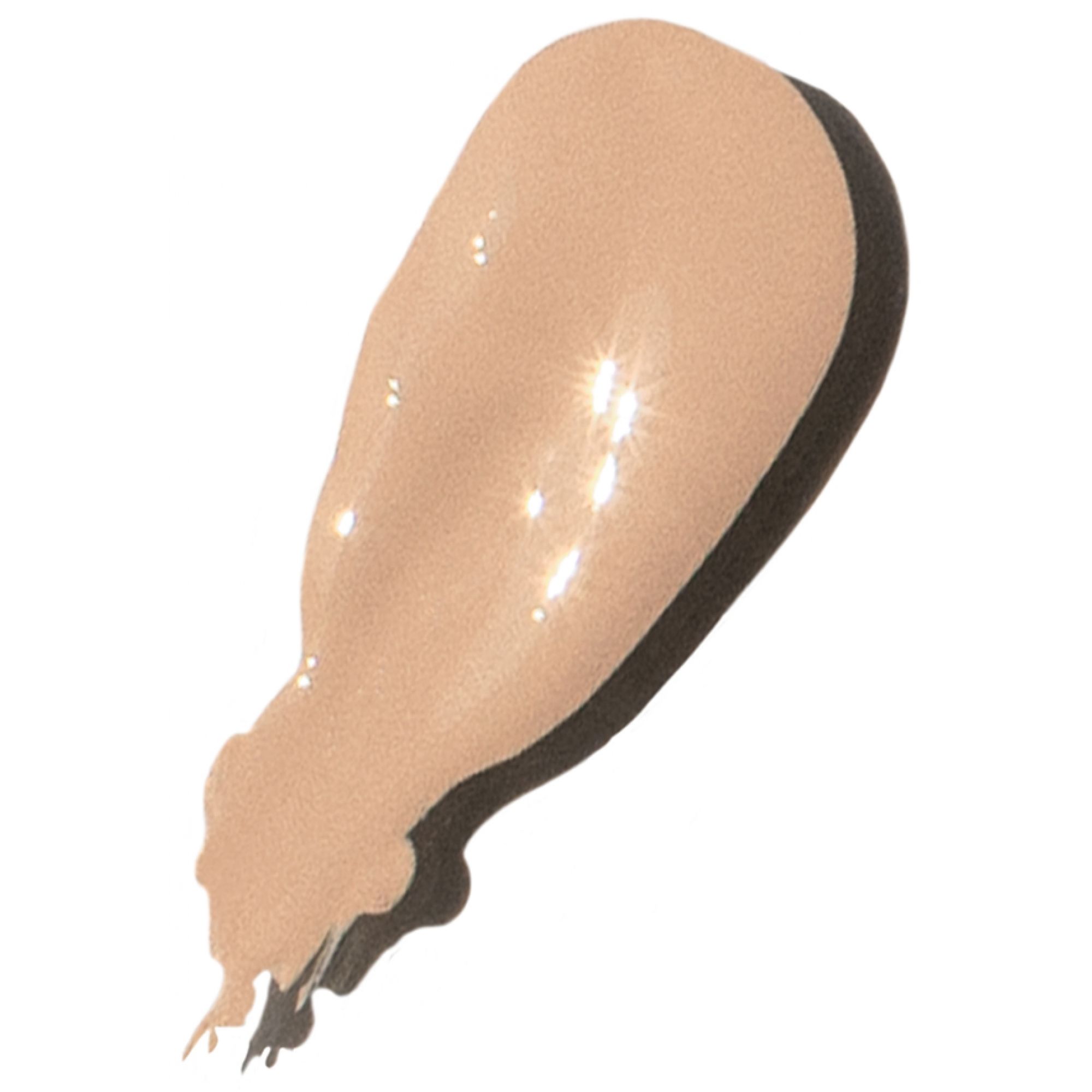 Ein hellbeiger Concealer-Fleck mit Glanzpartikeln.
