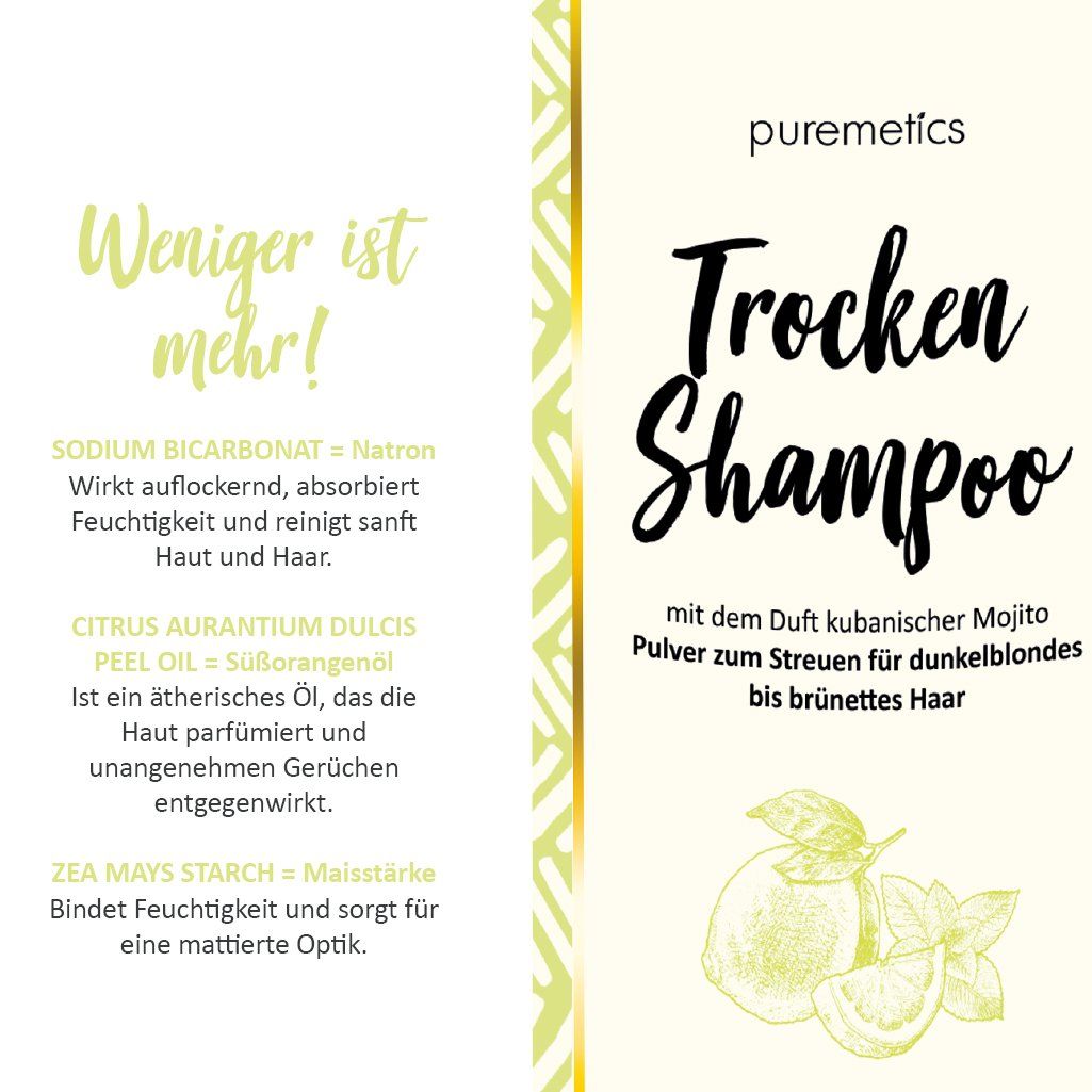 puremetics - Trocken-Shampoo "Mojito" (für brünettes bis dunkelblondes Haar)