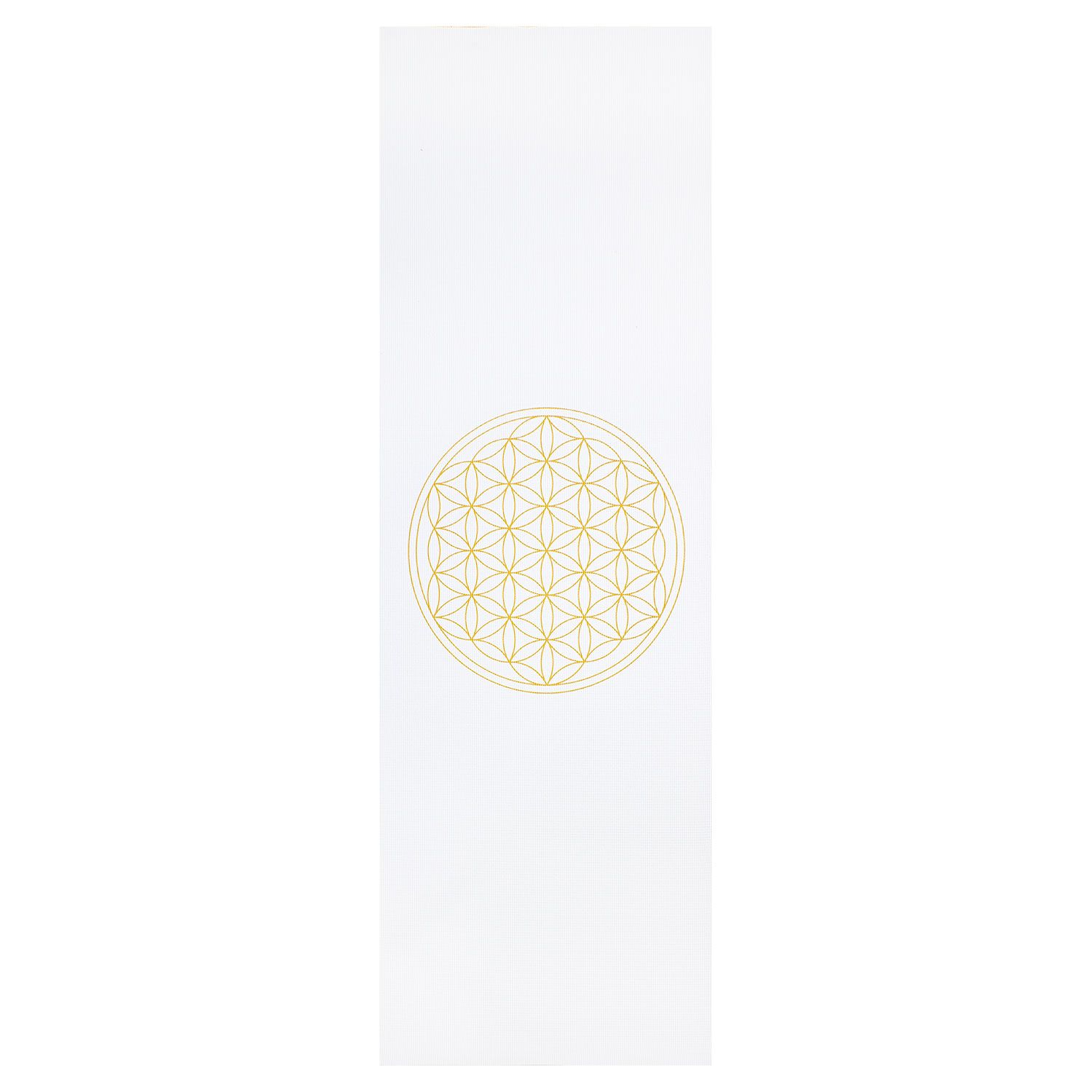 Yogamatte LEELA Collection WEISS, mit Blume des Lebens goldfarben, PVC 896-FOL