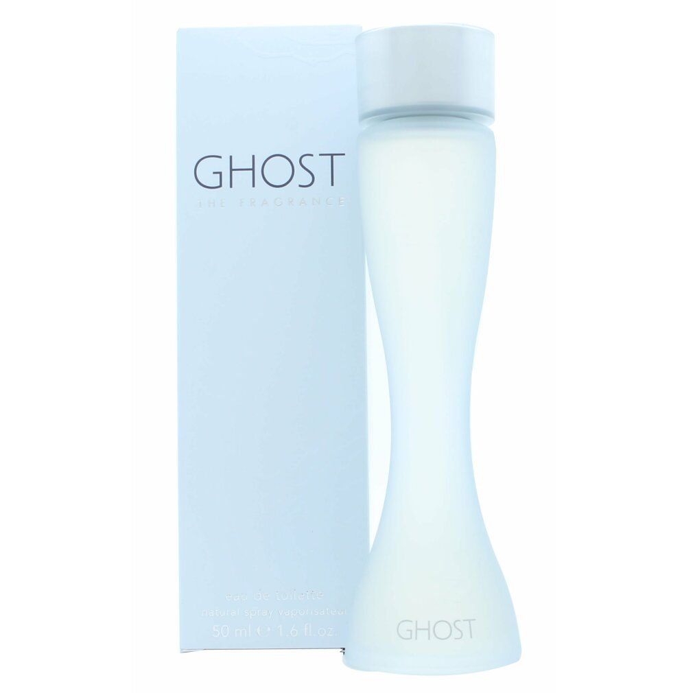 Hellblaue Flasche und Verpackung. Flasche mit weißem Deckel, tailliertem Design. Verpackung mit Markenlogo.