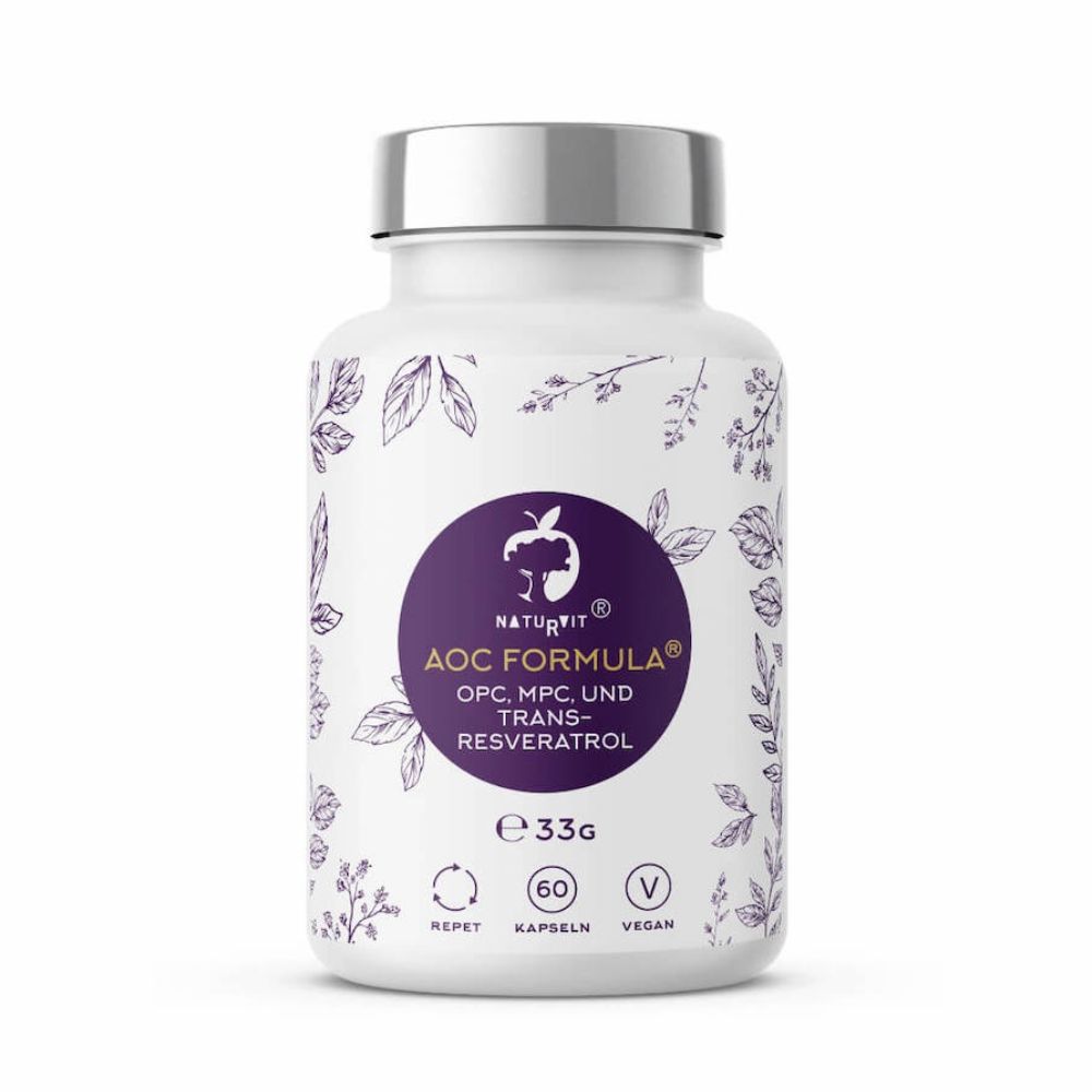 Weiße Flasche mit silbernem Deckel. Rückseite mit Inhaltsstoffen und Nährwertangaben. Text in deutscher Sprache.