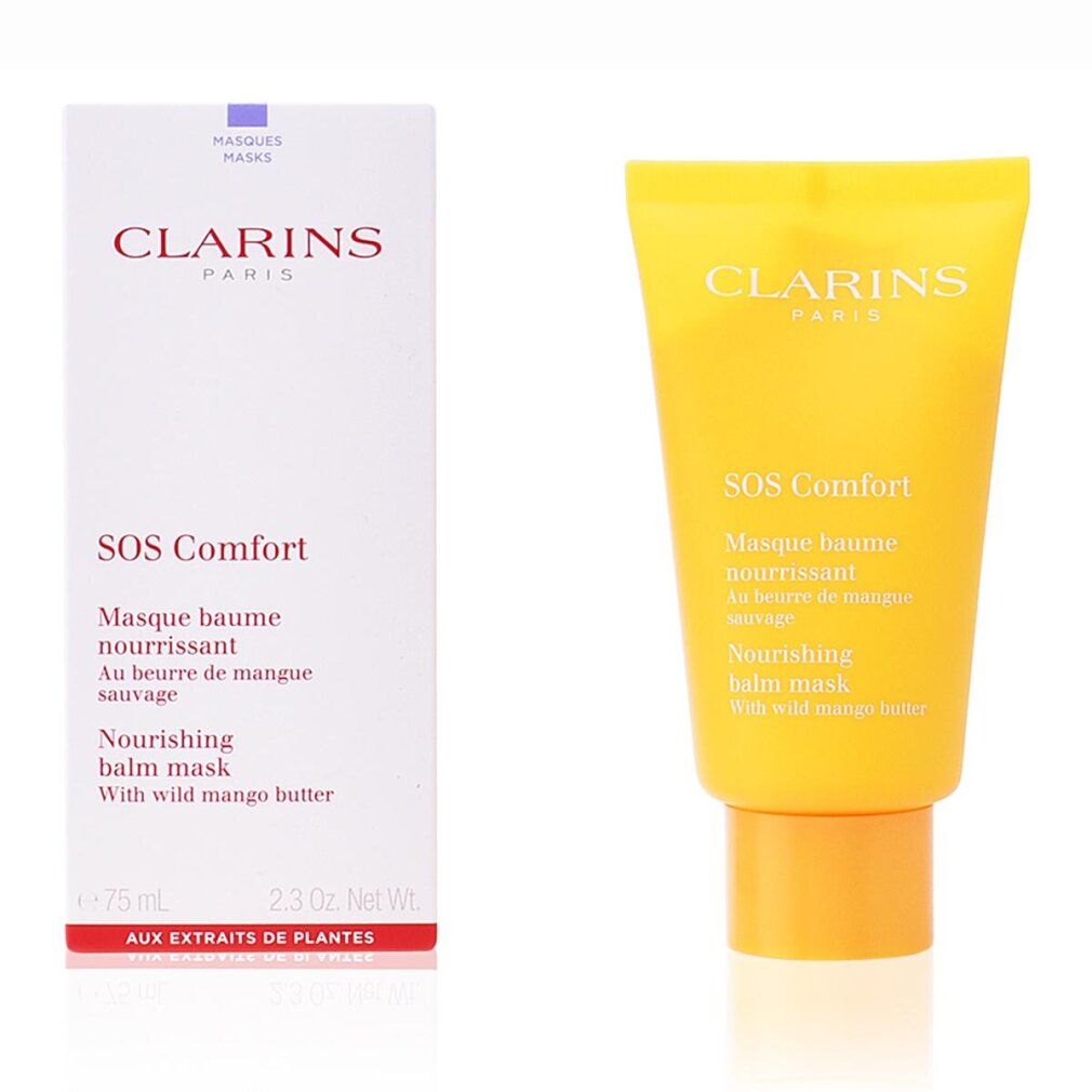 Clarins SOS Comfort Nourishing Balm Mask Verpackung mit Produktinformationen.