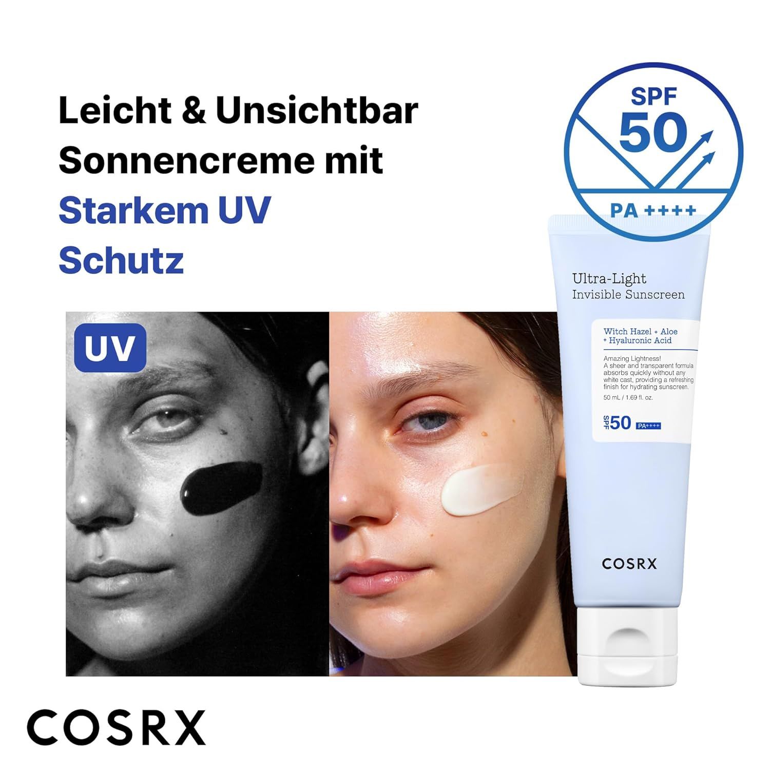 COSRX Ultra-Leichte Unsichtbare Sonnencreme LSF 50 Transparenter Sonnenschutz
