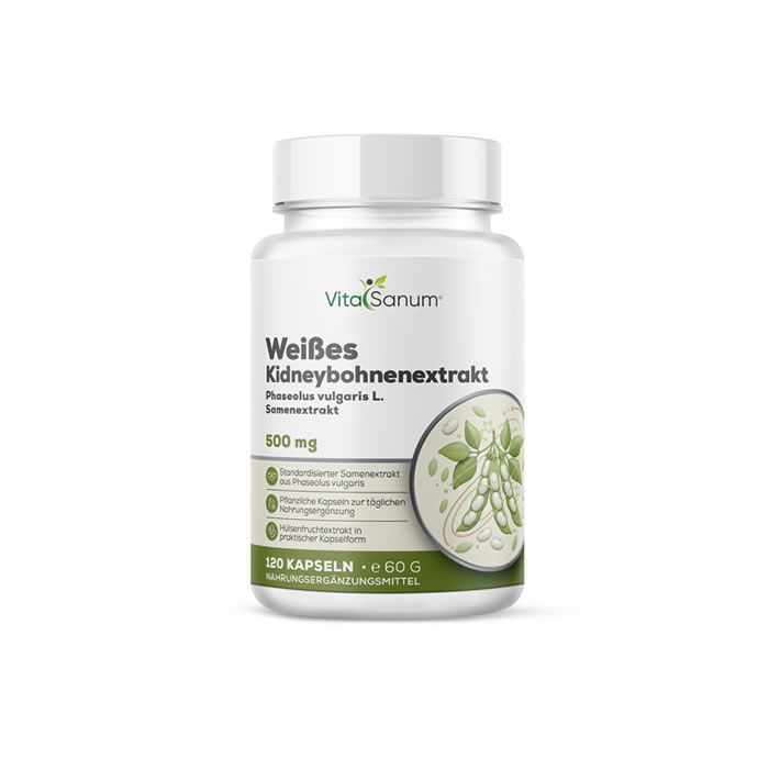 VitaSanum Weißes Kidneybohnenextrakt Kapseln, 500 mg, 120 Stück.