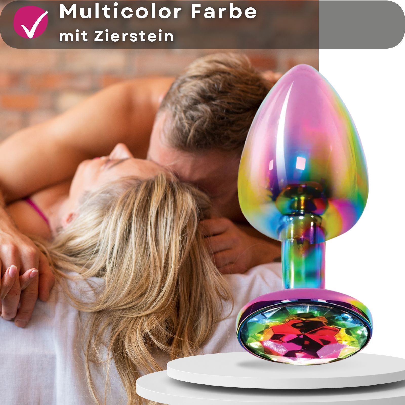 Lovelyness- Analplug Multicolor Rund mit Zierstein aus Metall