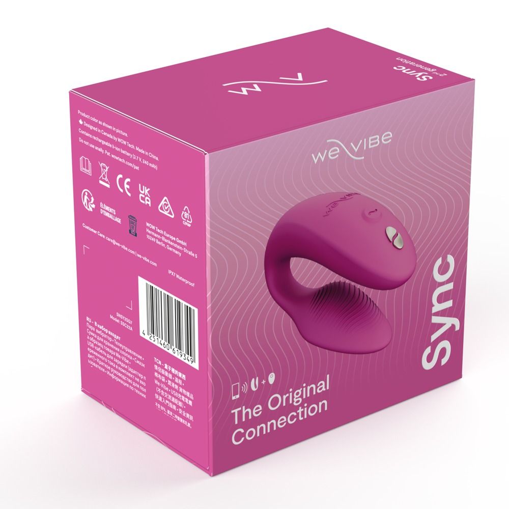 Rosa Produkt in Verpackung. Aufschrift Sync und Logo. Text: The Original Connection.