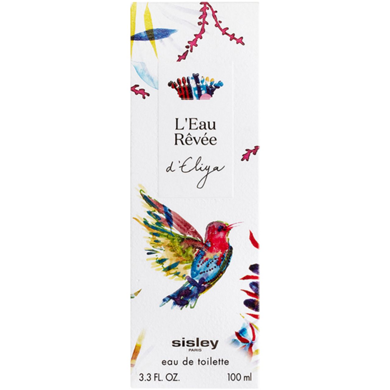 Sisley L'Eau Rêvée d'Eliya Eau de Toilette 100ml Verpackung mit Kolibri-Illustration.