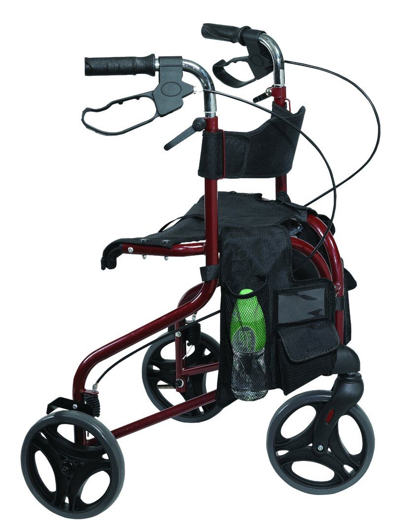 ANTAR Dreirad Rollator mit softbereiften Rädern, faltbar und höhenverstellbar Gewicht: 8,4 kg