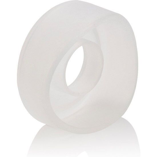 Ringförmiges Produkt aus transparentem Silikon. Mit zentraler Öffnung. Glatte Oberfläche.