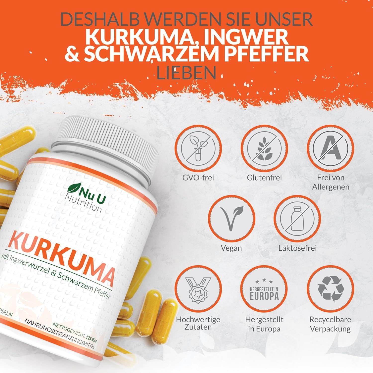 Nu U Nutrition Kurkuma Kapseln Curcuma