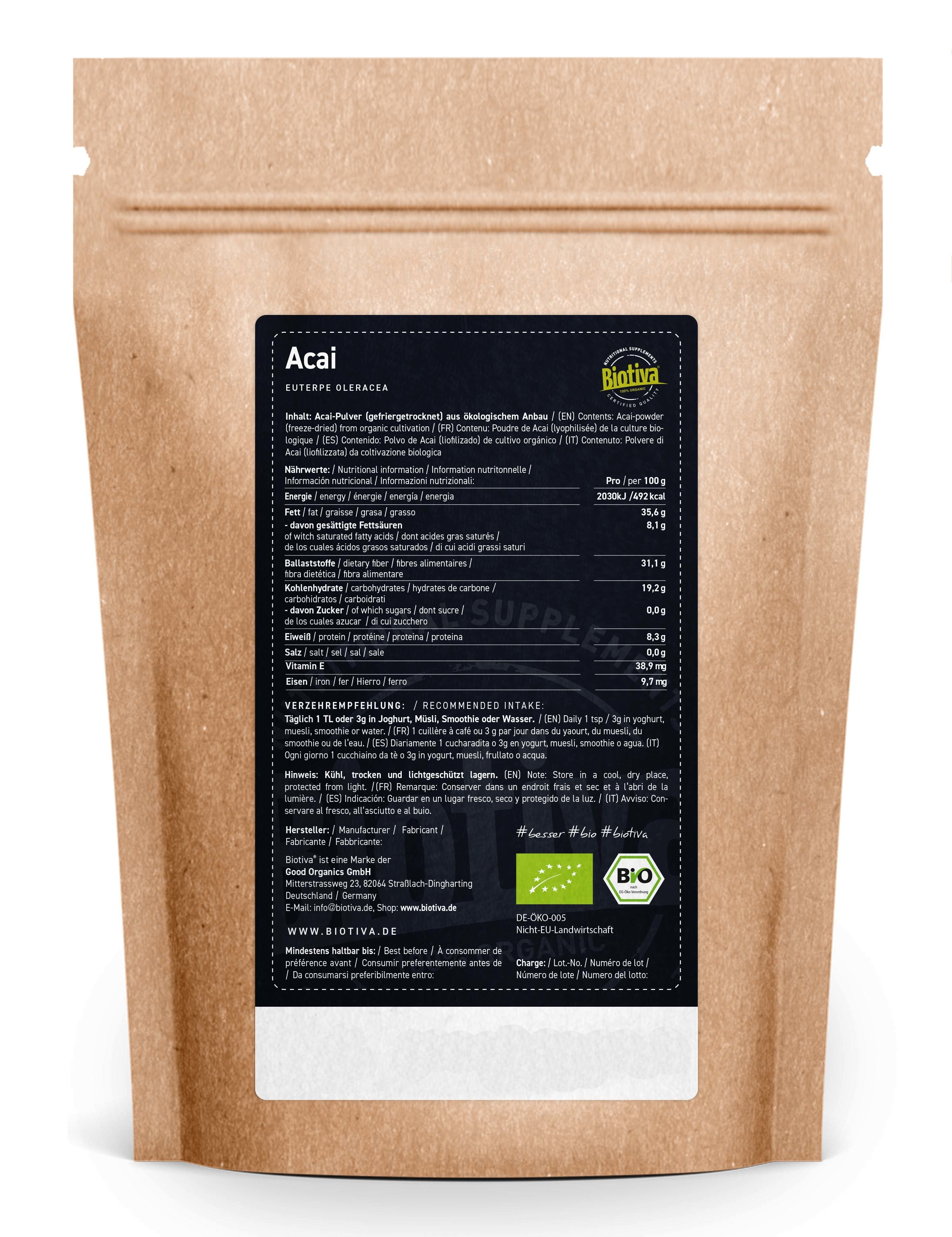Biotiva Acai gefriergetrocknet Bio