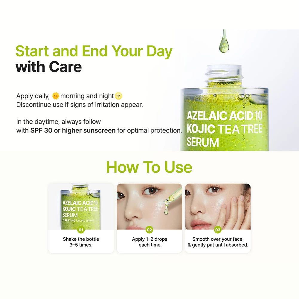 Anwendungshinweise für Purito Azelaic Acid 10 Serum: Schütteln, auftragen, einmassieren.