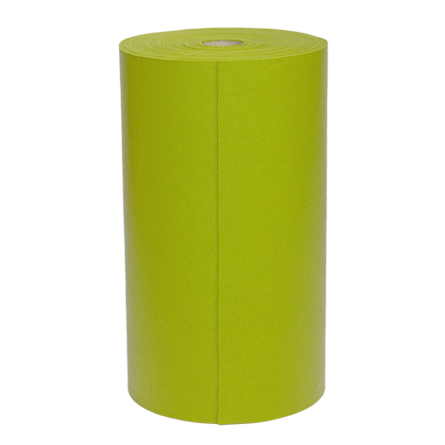 Rolle aus grünem Material. Zylindrische Form. Vertikale Ansicht.