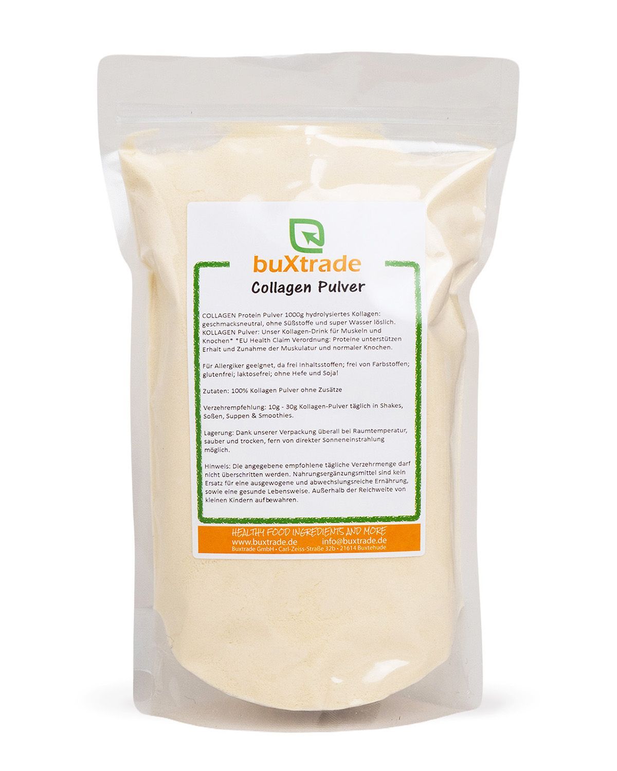 Beutel mit buxtrade Kollagen Pulver, 1000g.