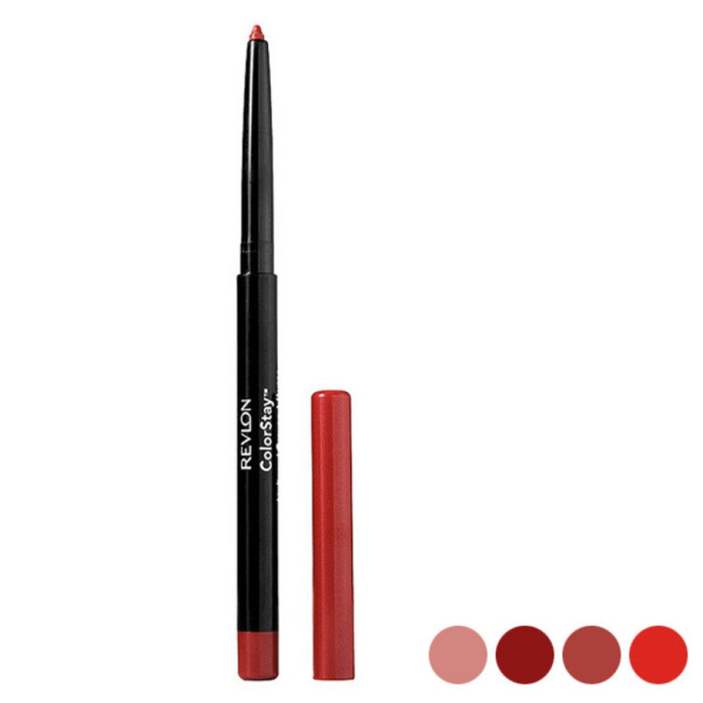 Revlon Colorstay Lipliner in Rot mit Kappe und Farbmuster.