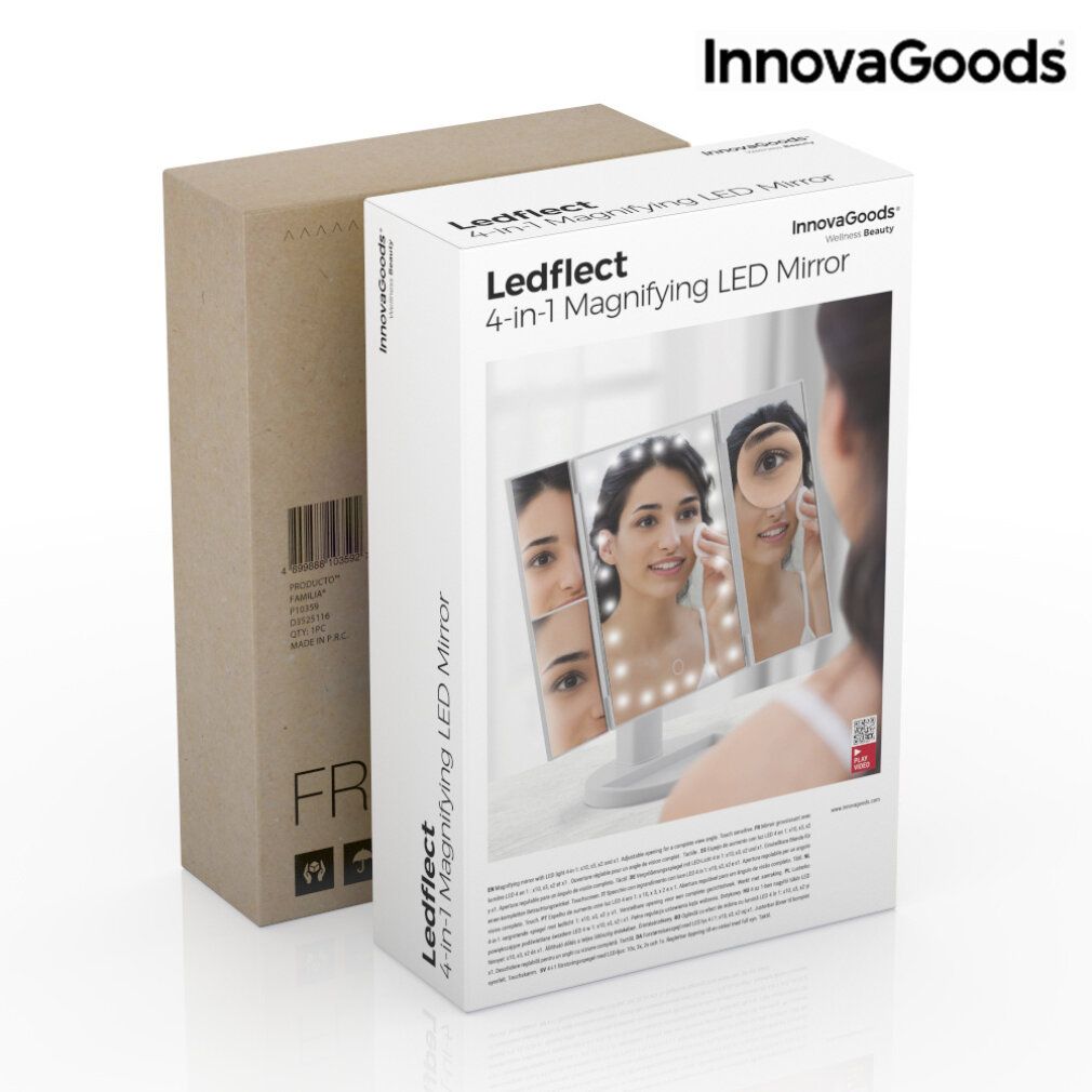 InnovaGoods 4 in 1 Kosmetikspiegel mit Vergrößerung und led Licht