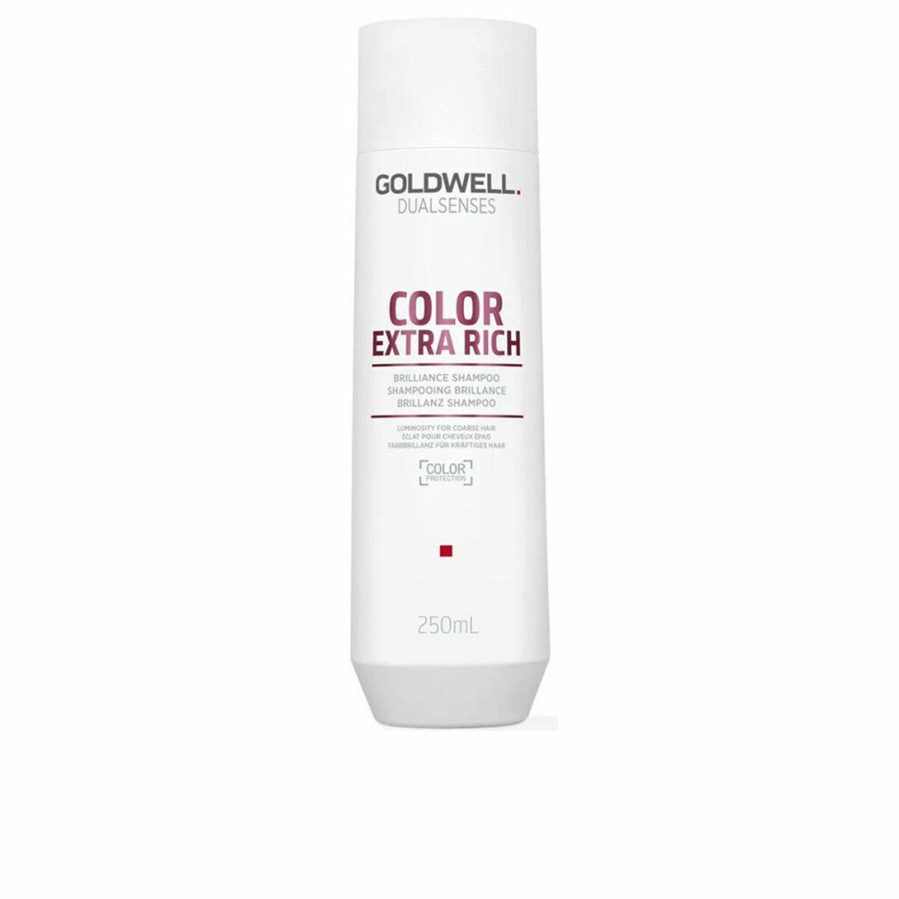 Weißes Shampoo-Fläschchen mit roter Schrift: COLOR EXTRA RICH. Marke: Goldwell Dualsenses. 250ml.