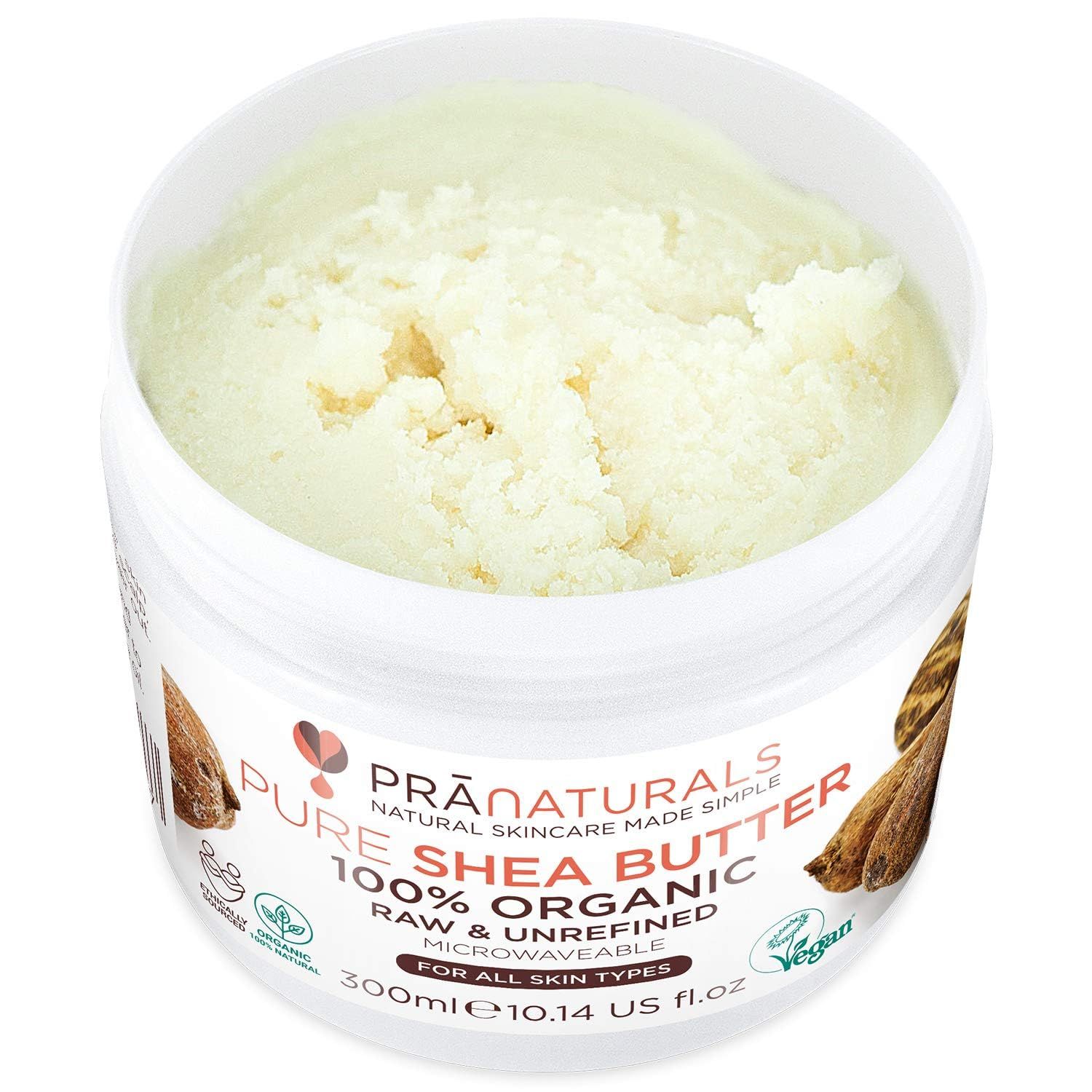 PraNaturals 100% Bio Sheabutter 300ml, Rohes, unraffiniertes Extra Virgin A-Grade African