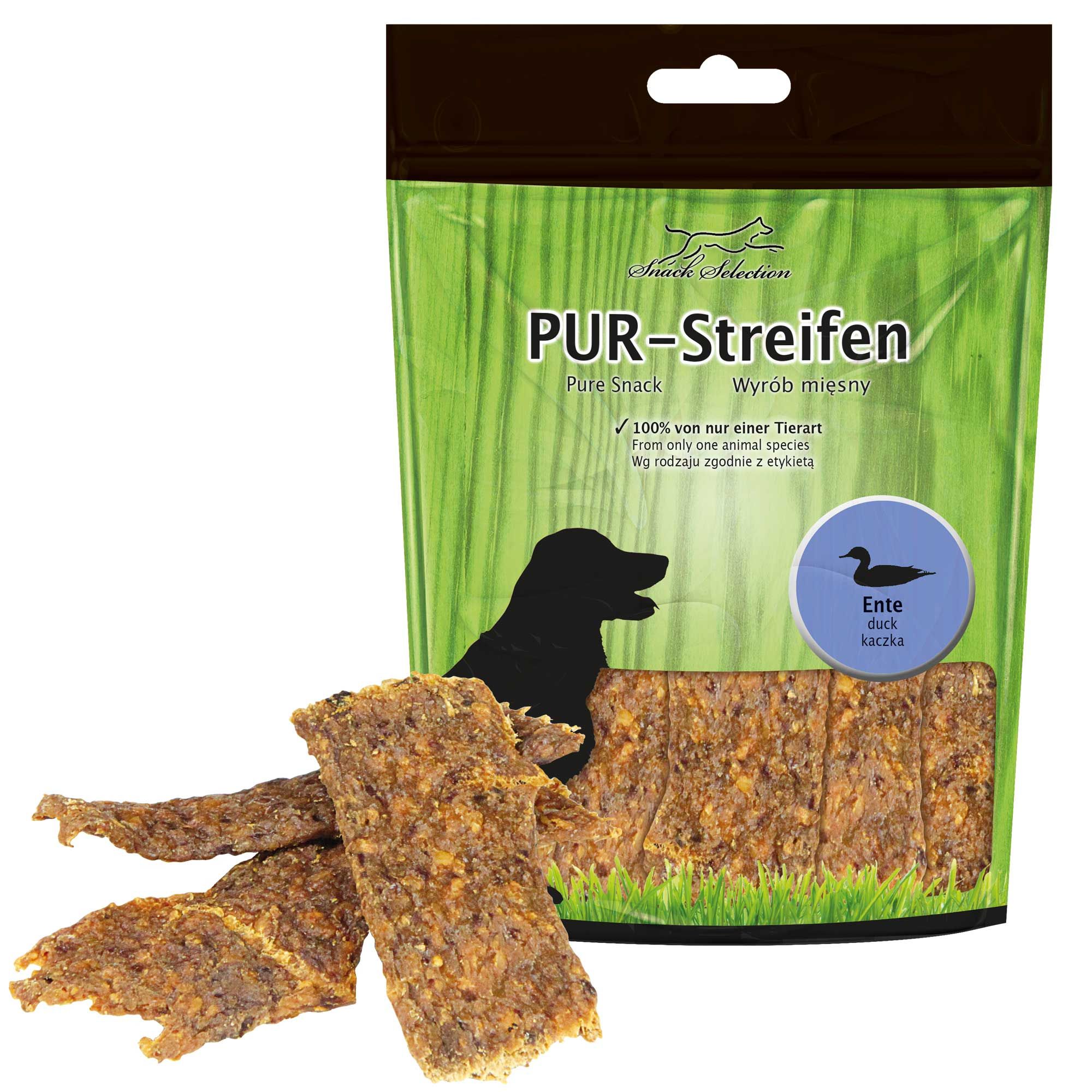 Schecker PUR Streifen Ente - Kausnack für Hunde von einer Tierart - getreidefrei