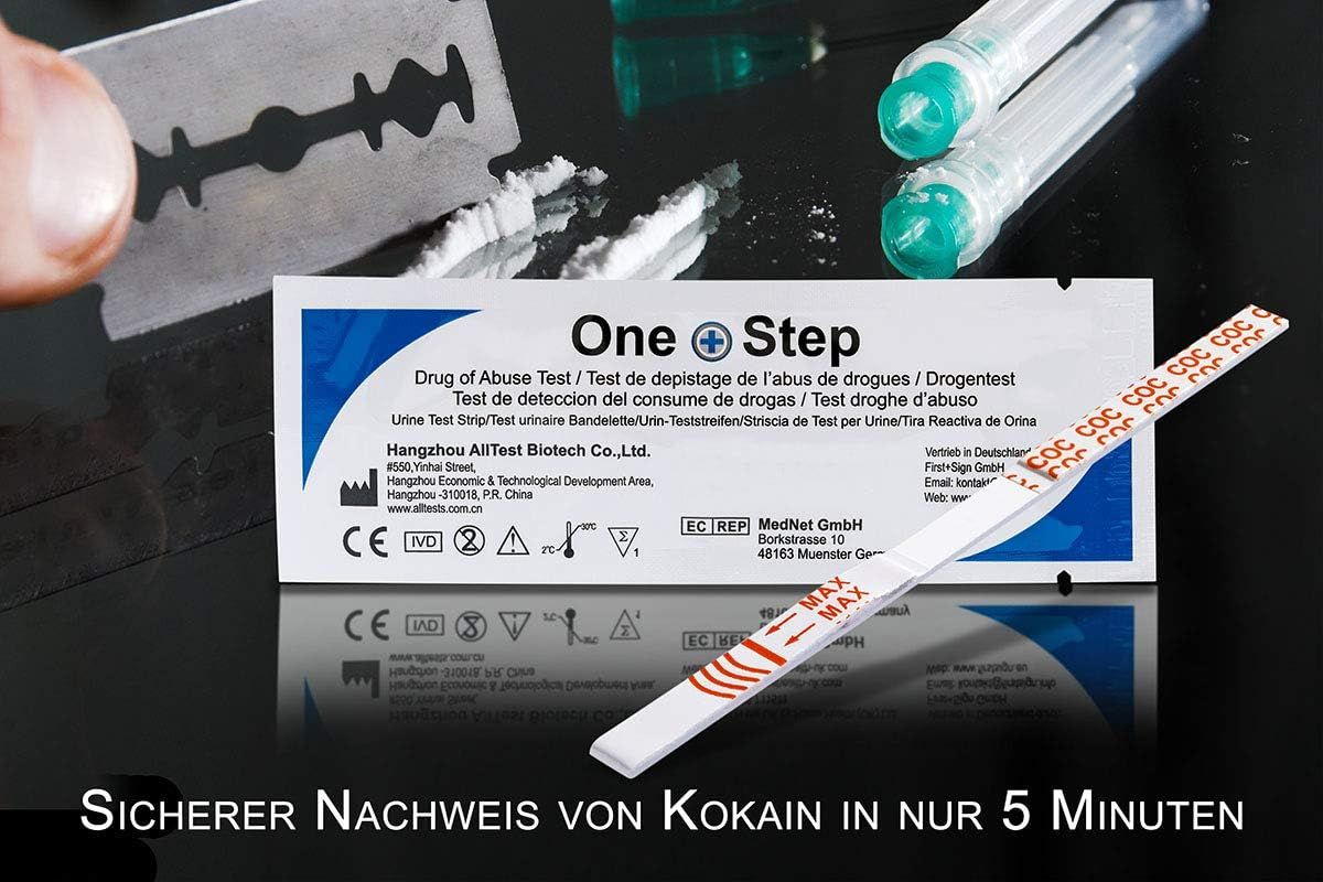 One+Step Kokain Drogentest-Schnelltest - Selbsttest mit hoher Sensitivität Cut-off: 100 ng/ml