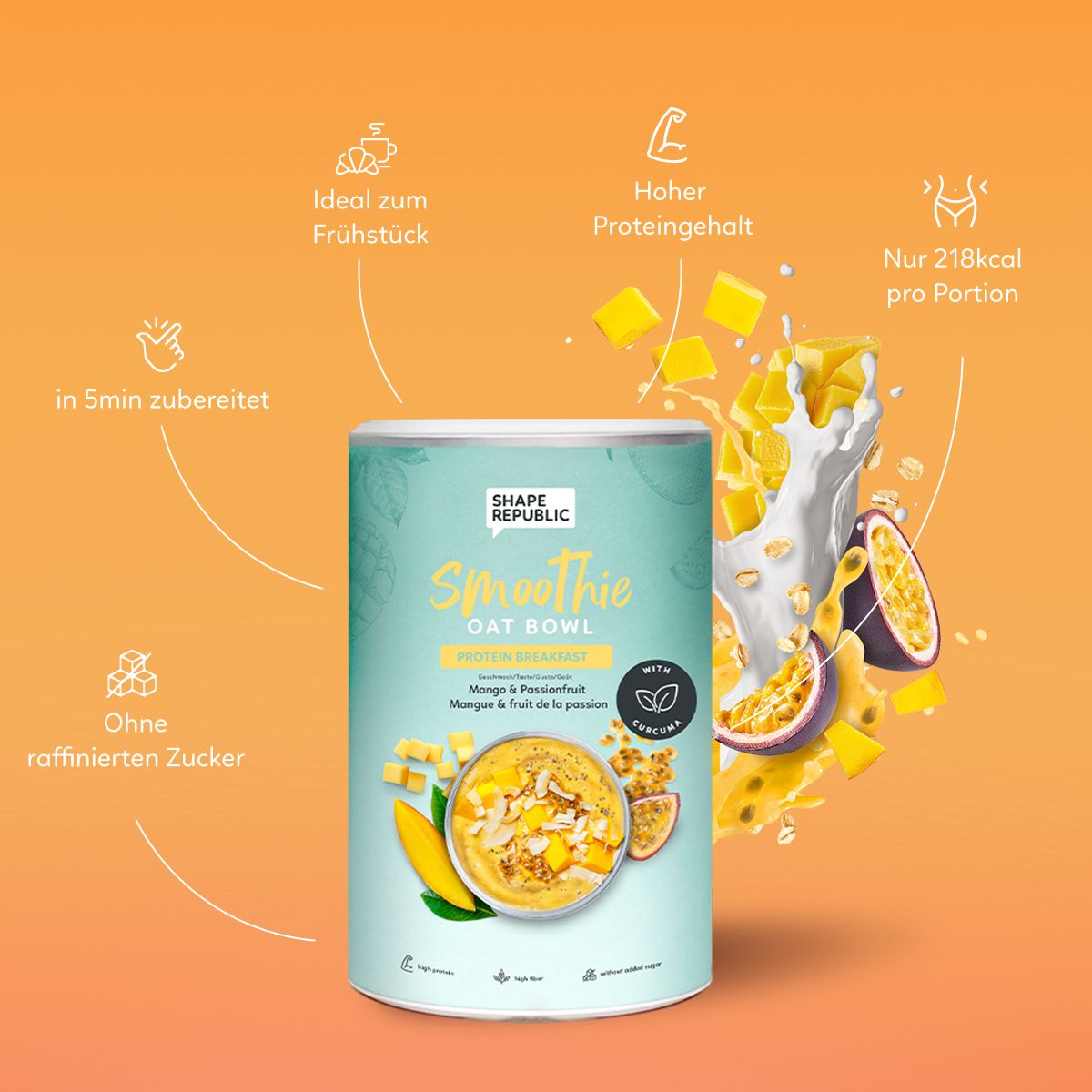 High Protein Bowl - Mango & Passionsfrucht - Frühstück