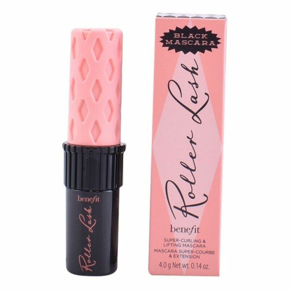 Mascara mit Verpackung. Auf der Verpackung steht "Roller Lash" und "Black Mascara".