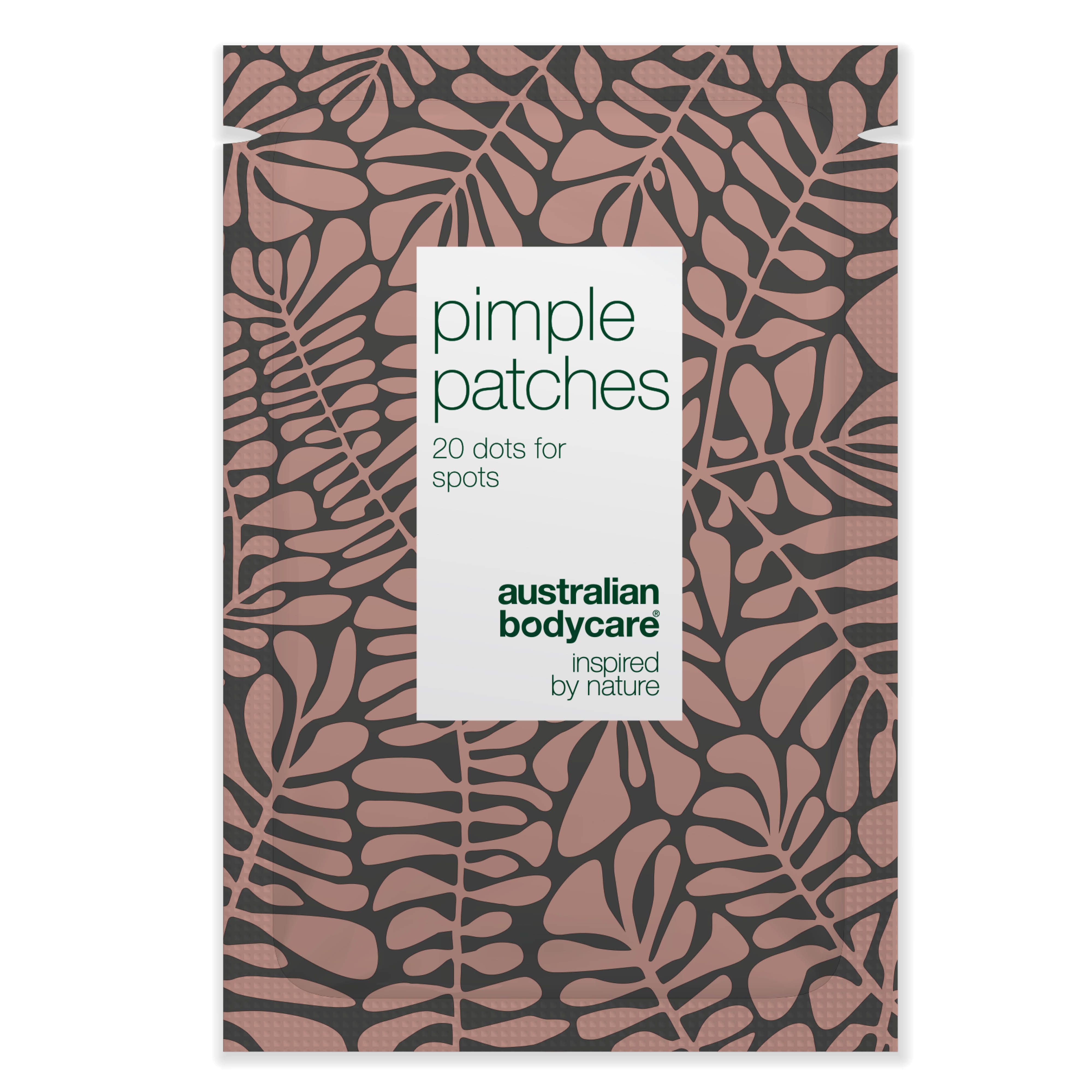 Verpackung mit Pickel Patches. Aufdruck: Pimple Patches, 20 Dots for Spots, Australian Bodycare.